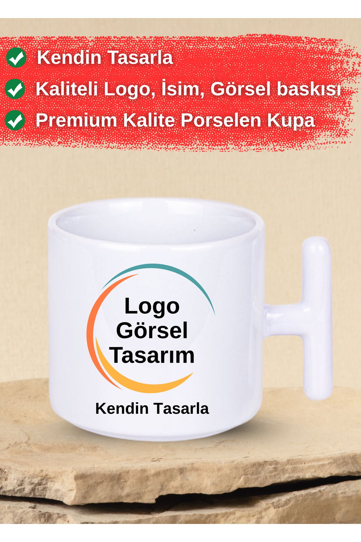 DEKOR HANEM Kendin Tasarla T Kulplu Kupa Bardak