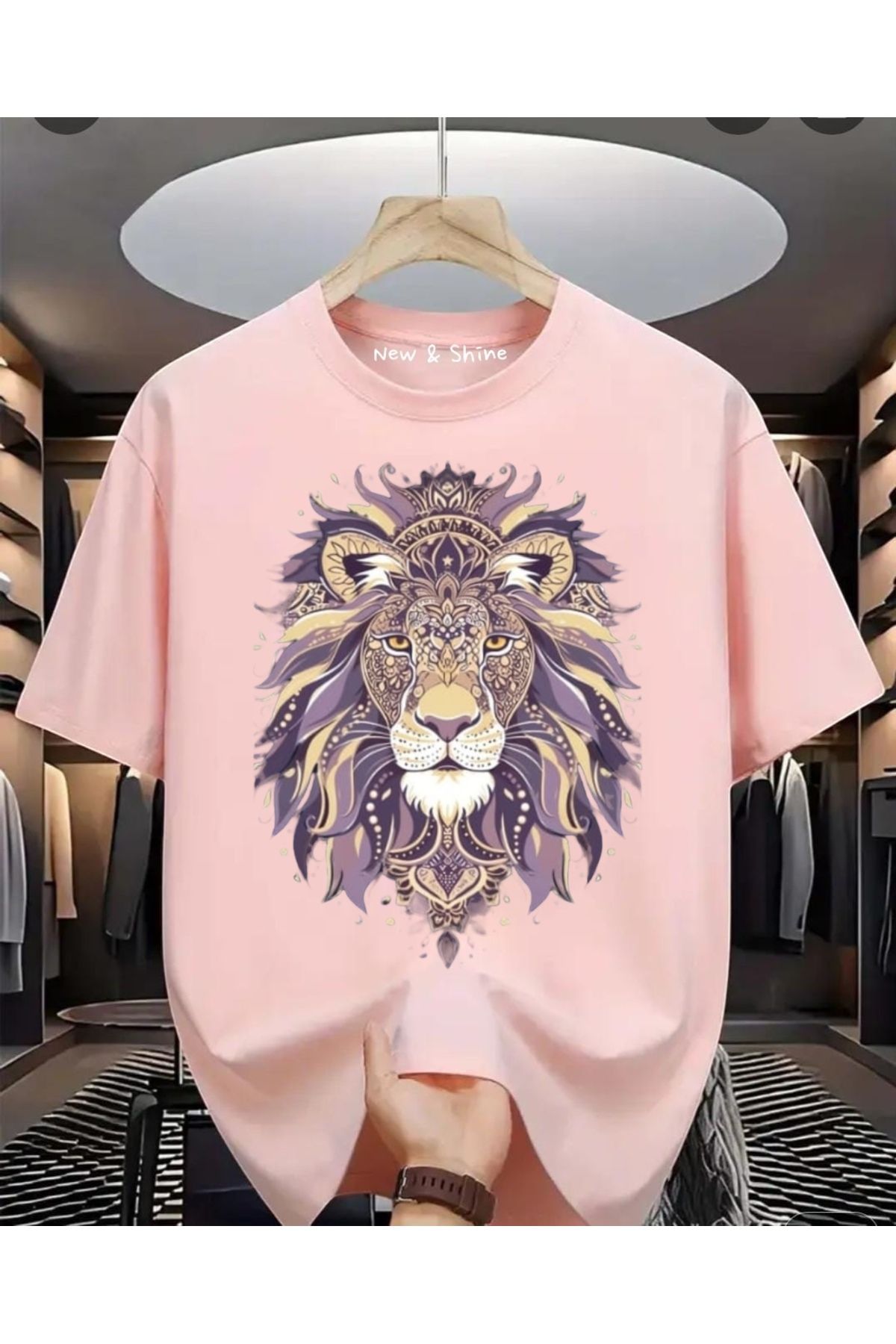 New Shine Aslan Baskılı Oversize T-Shirt