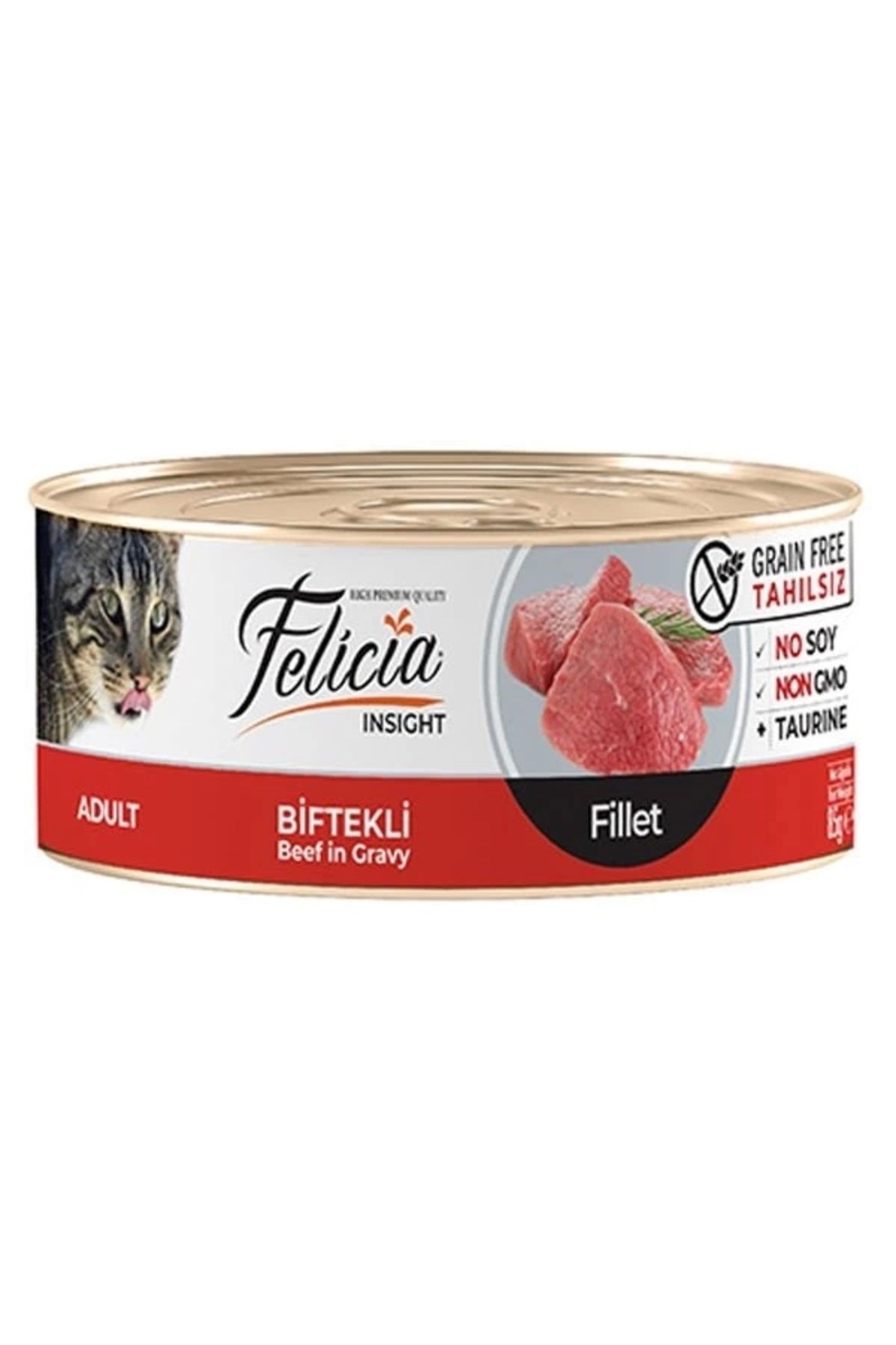 ShopNova Felicia Tahılsız Biftekli Fileto Yetişkin Konserve Kedi Maması 85 Gr
