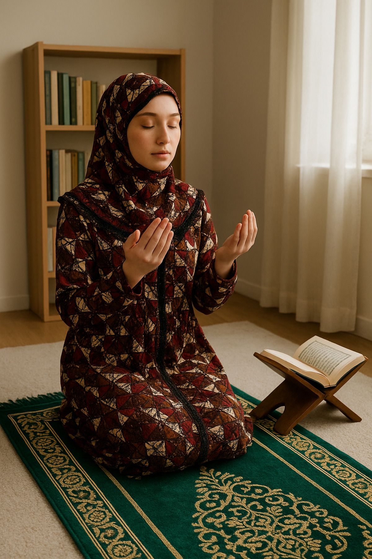 Defkay Kendinden Başörtülü Kadın Namaz Elbisesi
