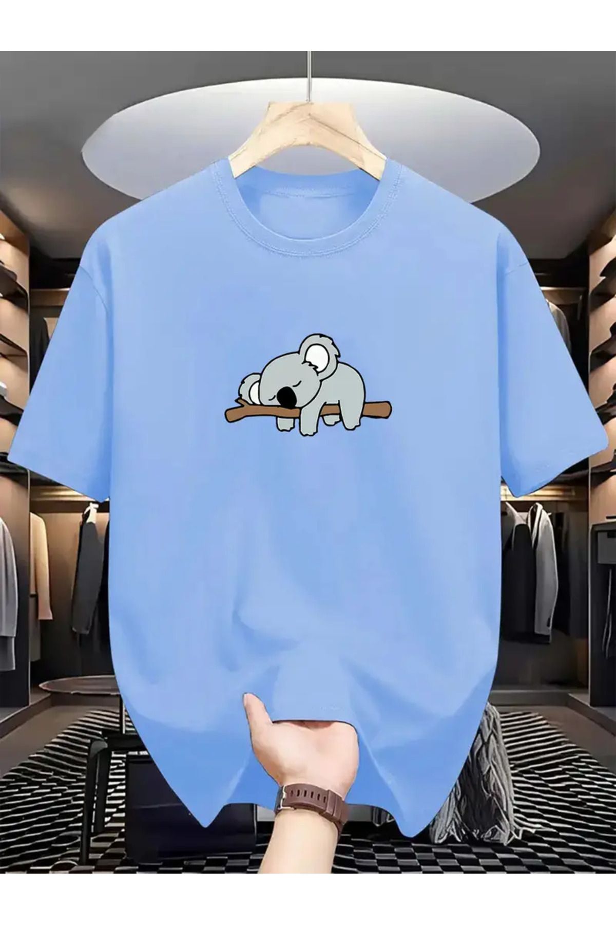 GALASHOP Trendy Uyuyan Koala Grafik T-Shirt
