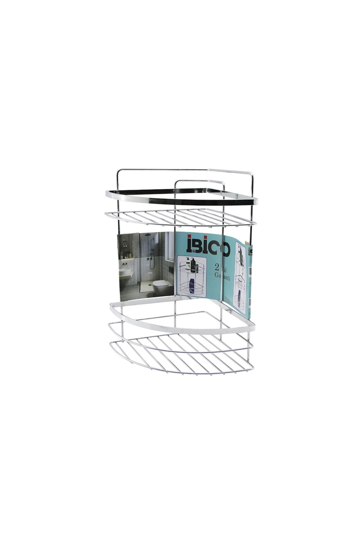 İnnMerry LAMALI 2 KATLI - ÜÇGEN KROM METAL BANYO KÖŞELİK - DUŞKABİN RAF (5047)