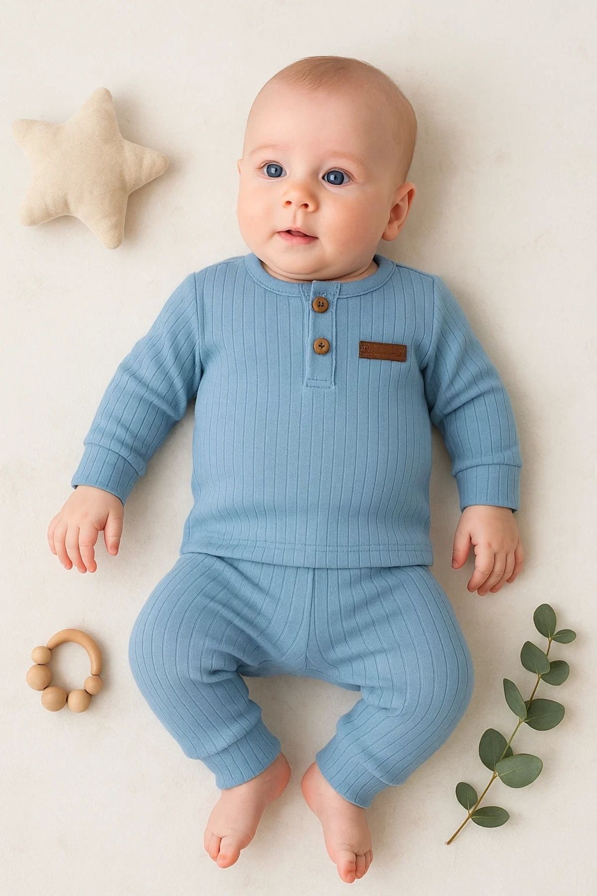 Beruflic Çizgili Kumaş % 100 Pamuk 2'li Unisex Takım