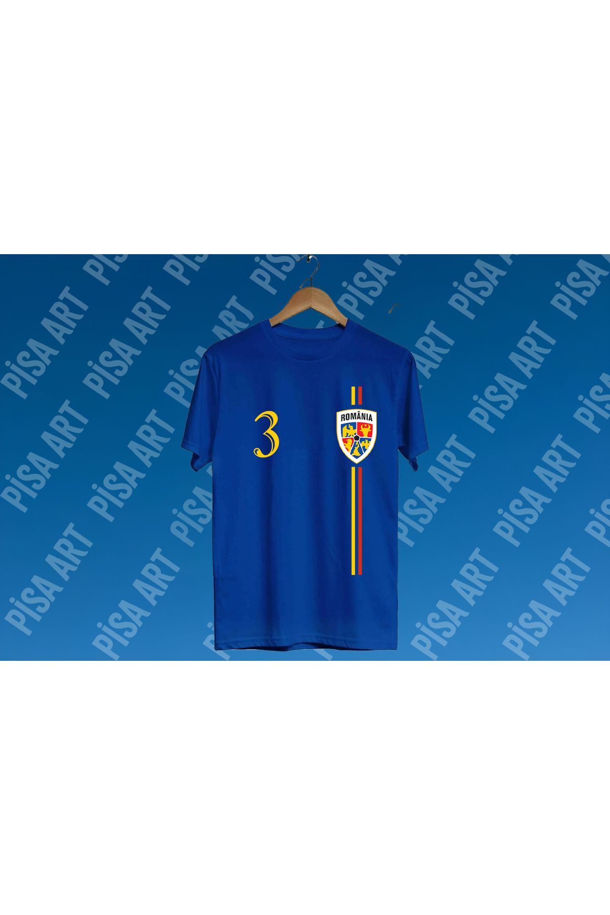Pisa Art Romanya Milli Futbol Takımı Retro 3 Özel Tasarım Unısex Taraftar T-Shirt