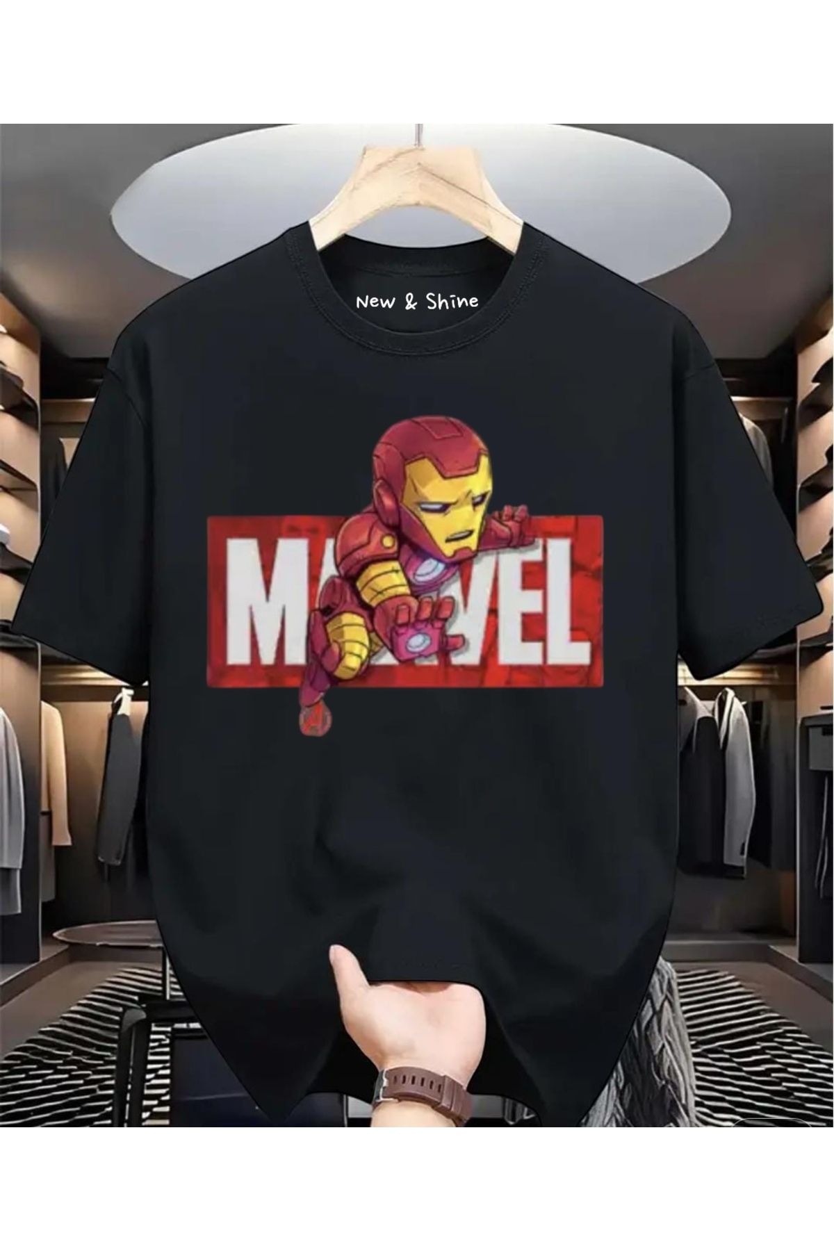 New Shine Süper Kahraman Venom Baskılı Oversize T-Shirt