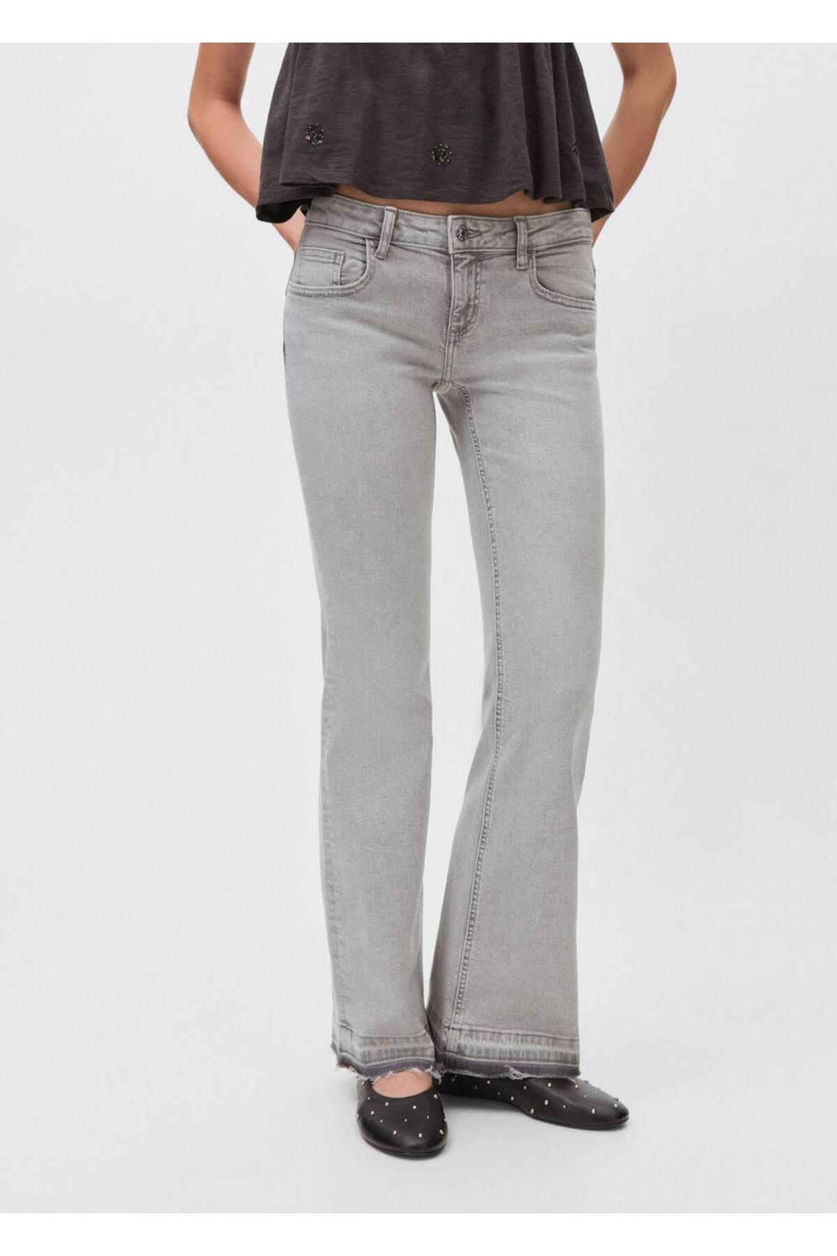 Düşük Belli Flare Jean Pantolon