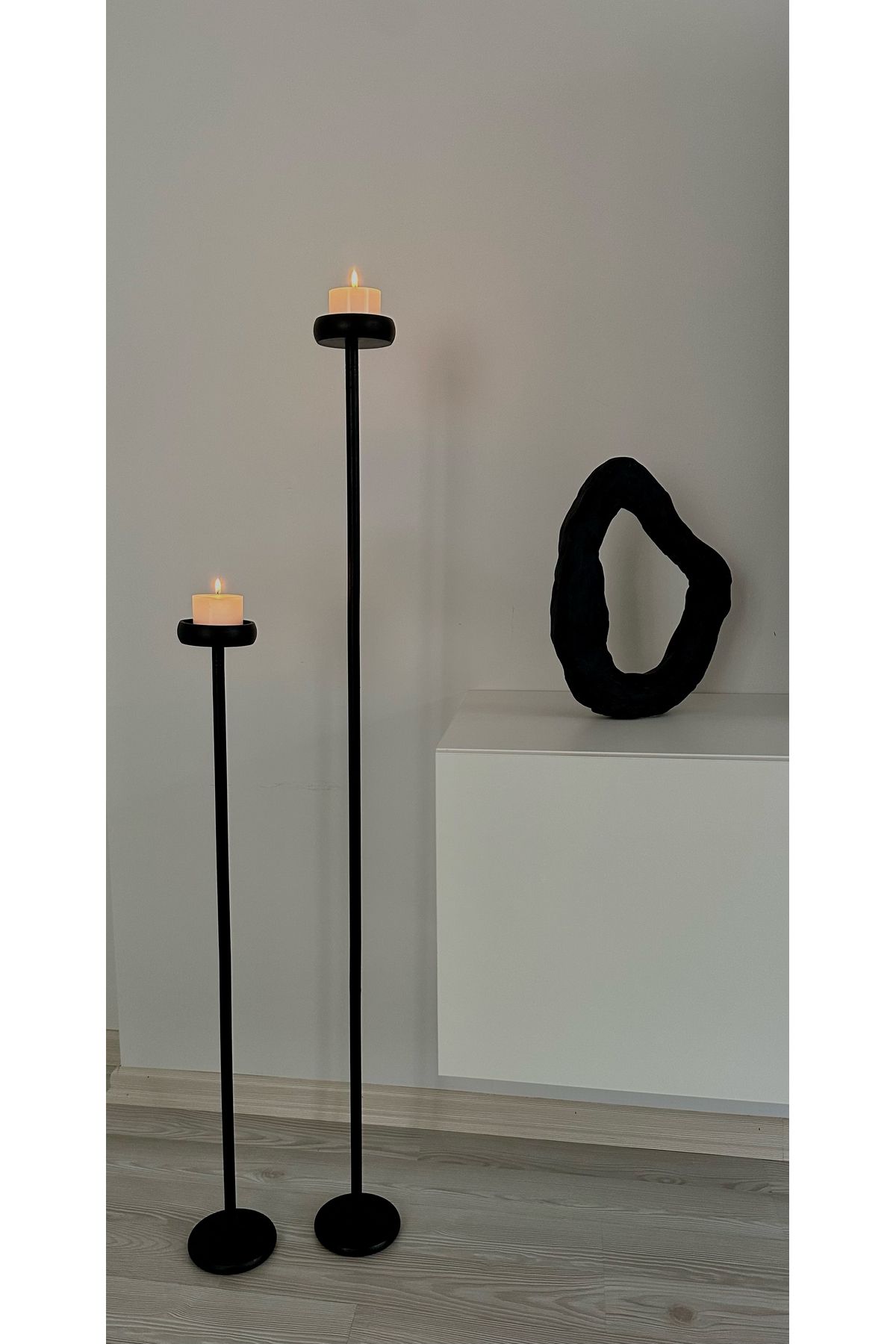 NUNU DESİGN Nara Ahşap Şamdan 2’li Set