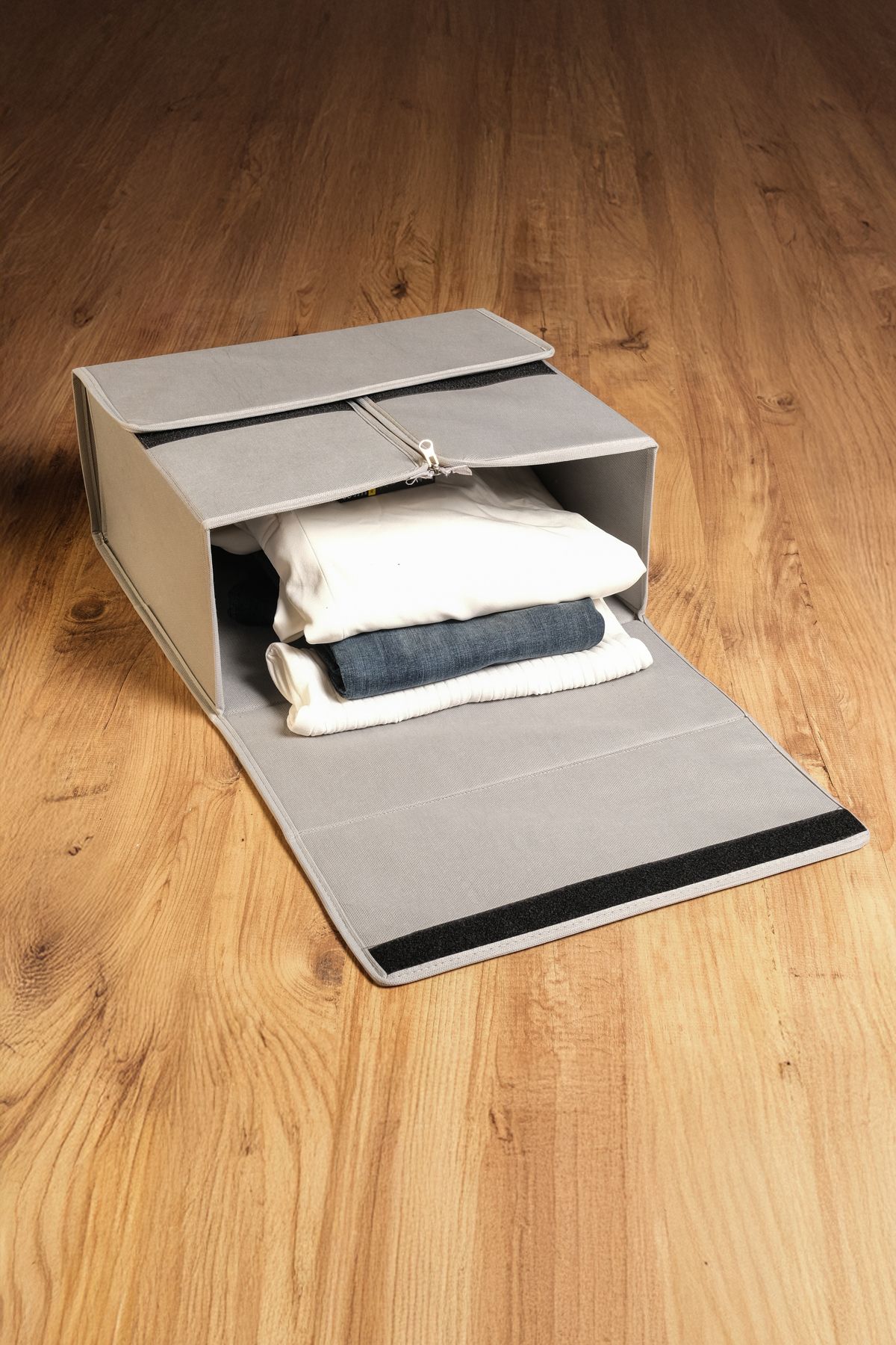 ELVİNNİSA 3 ADET KUTU ORGANIZER KUTU HURÇ DÜZENLEYİCİ GRİ RENK 39X32X17CM