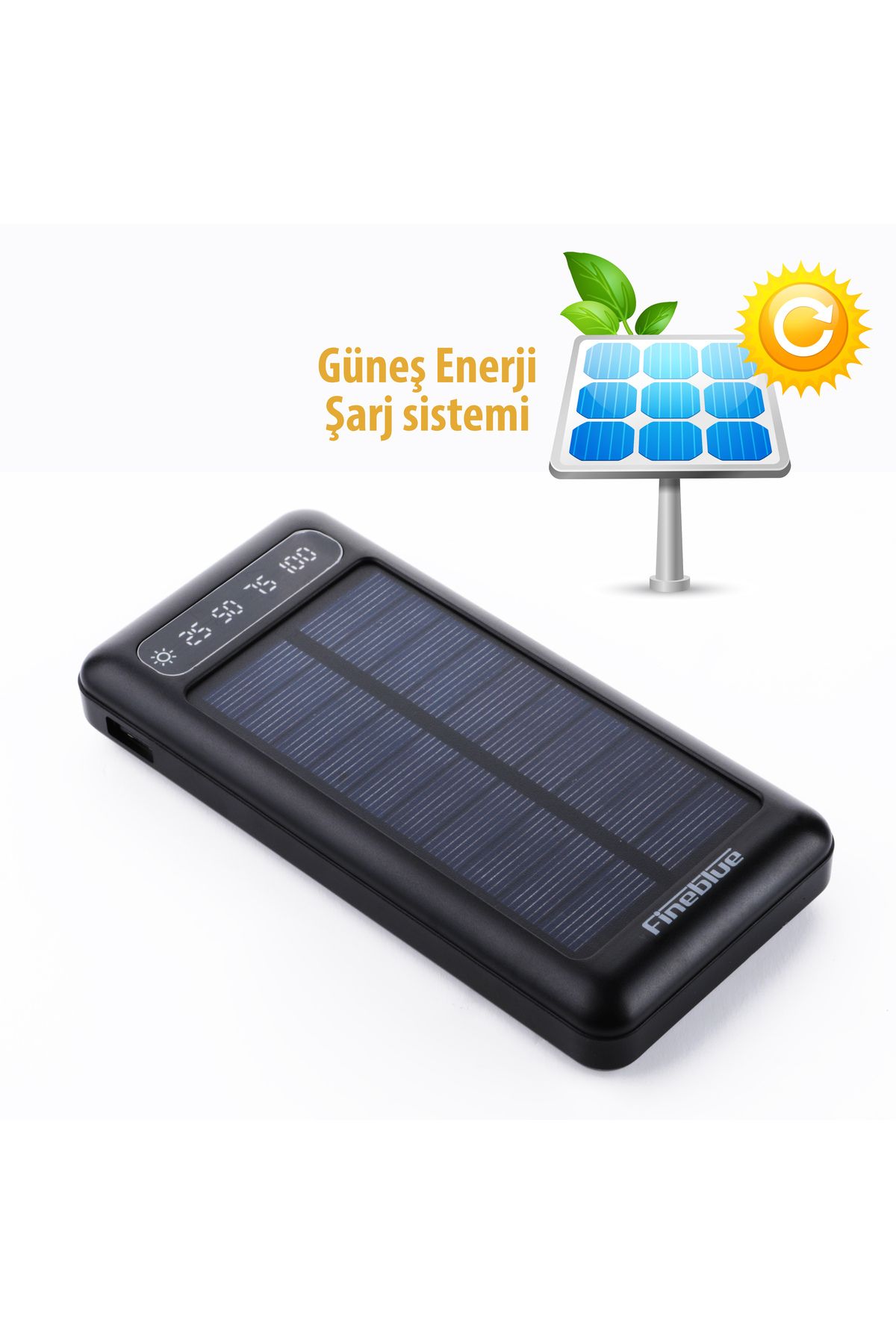 Fineblue Güneş Enerjili Powerbank 10000 mAh