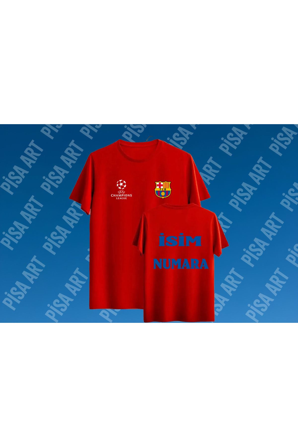 Pisa Art Katalan Devi Kişiye Özel İsim Numara Baskılı T-Shirt(Mesaj Yoluyla İsim-Numara İsteğinizi İletiniz)
