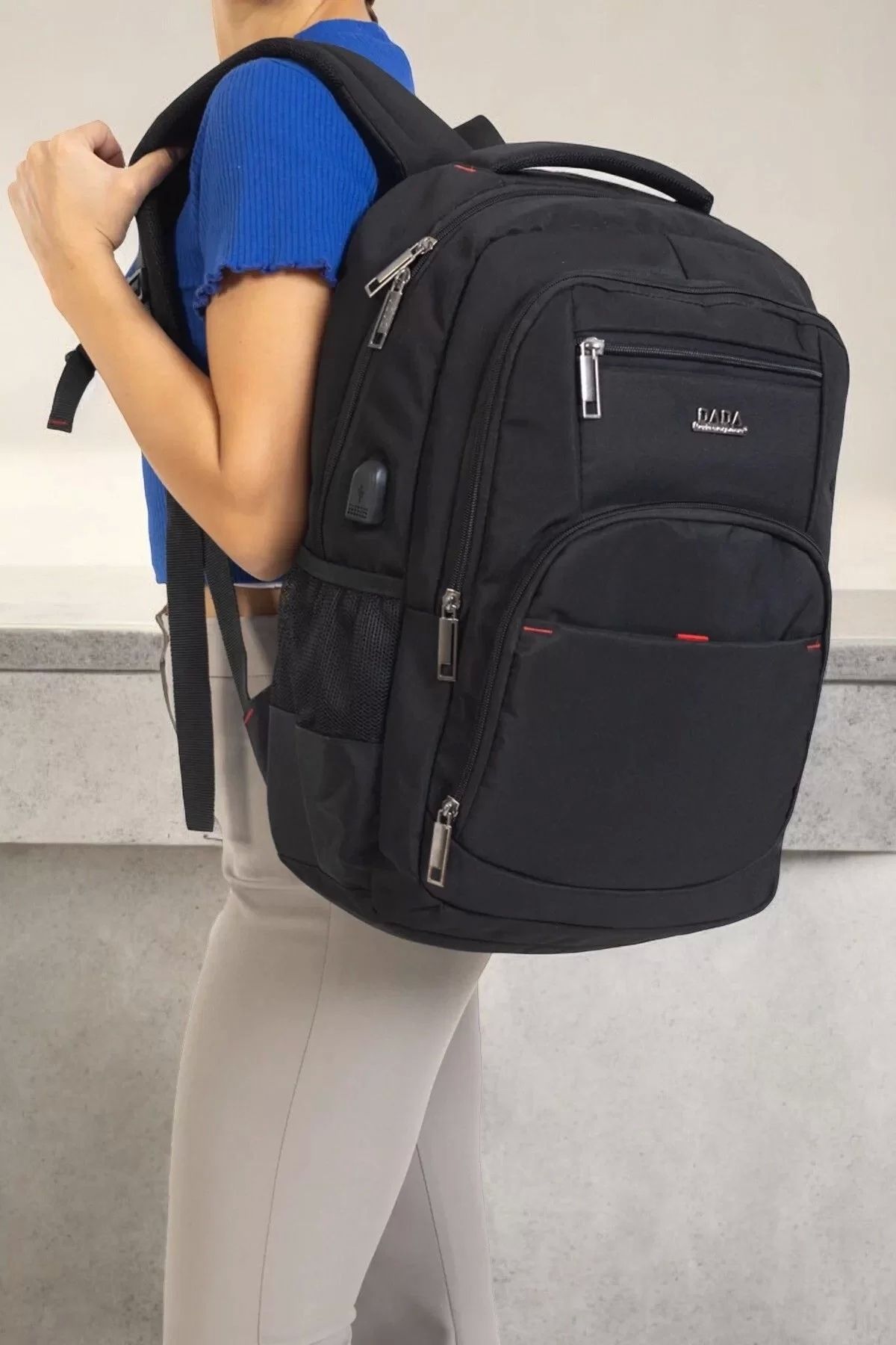 KÖMEN Büyük Boy Su Geçirmez 15,6 inç Siyah Notebook Laptop Sırt Çantası