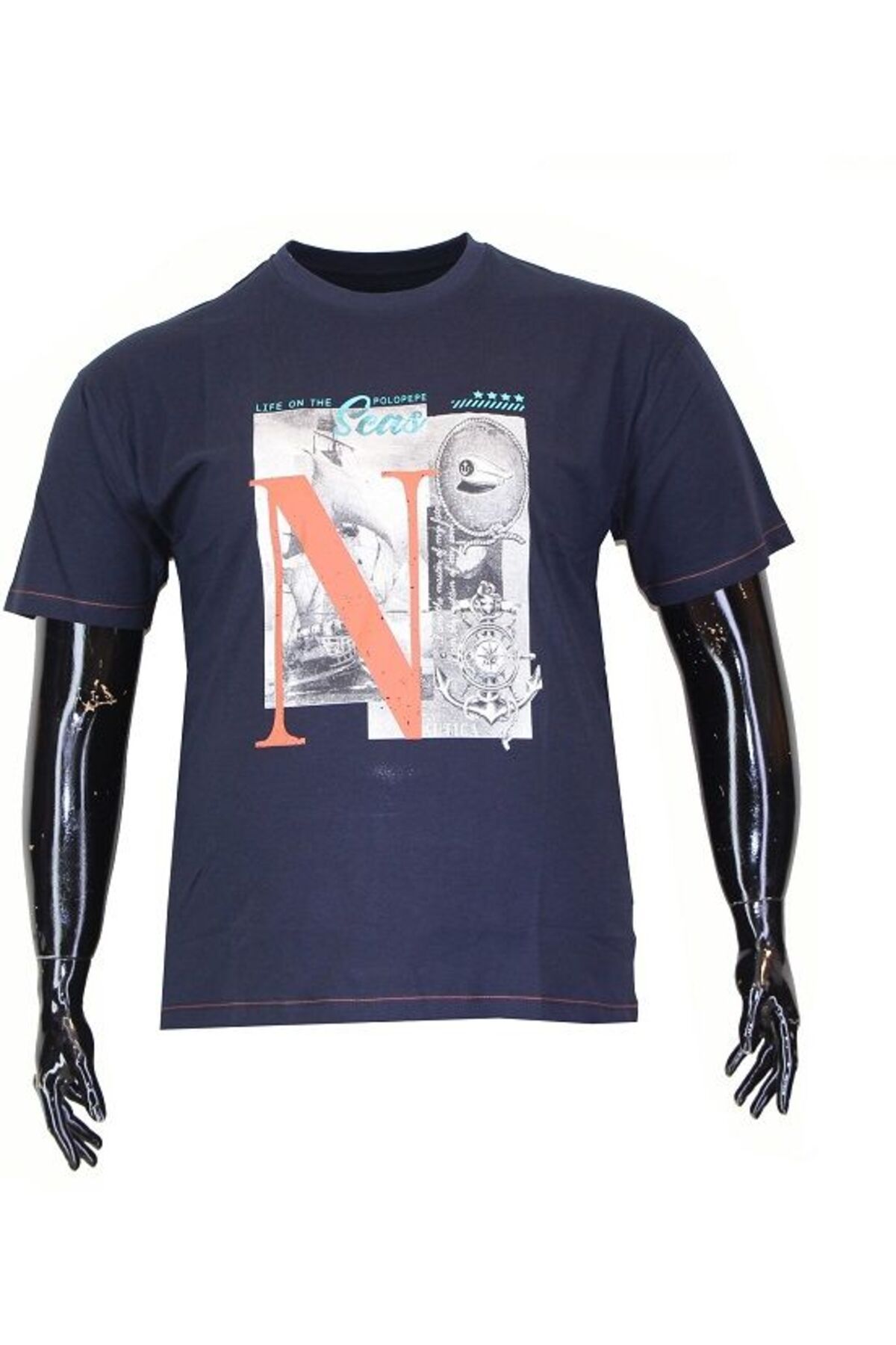 POLOPEPE Erkek Büyük Beden Tişört 1801 Lacivert-Lacivert - 9XL