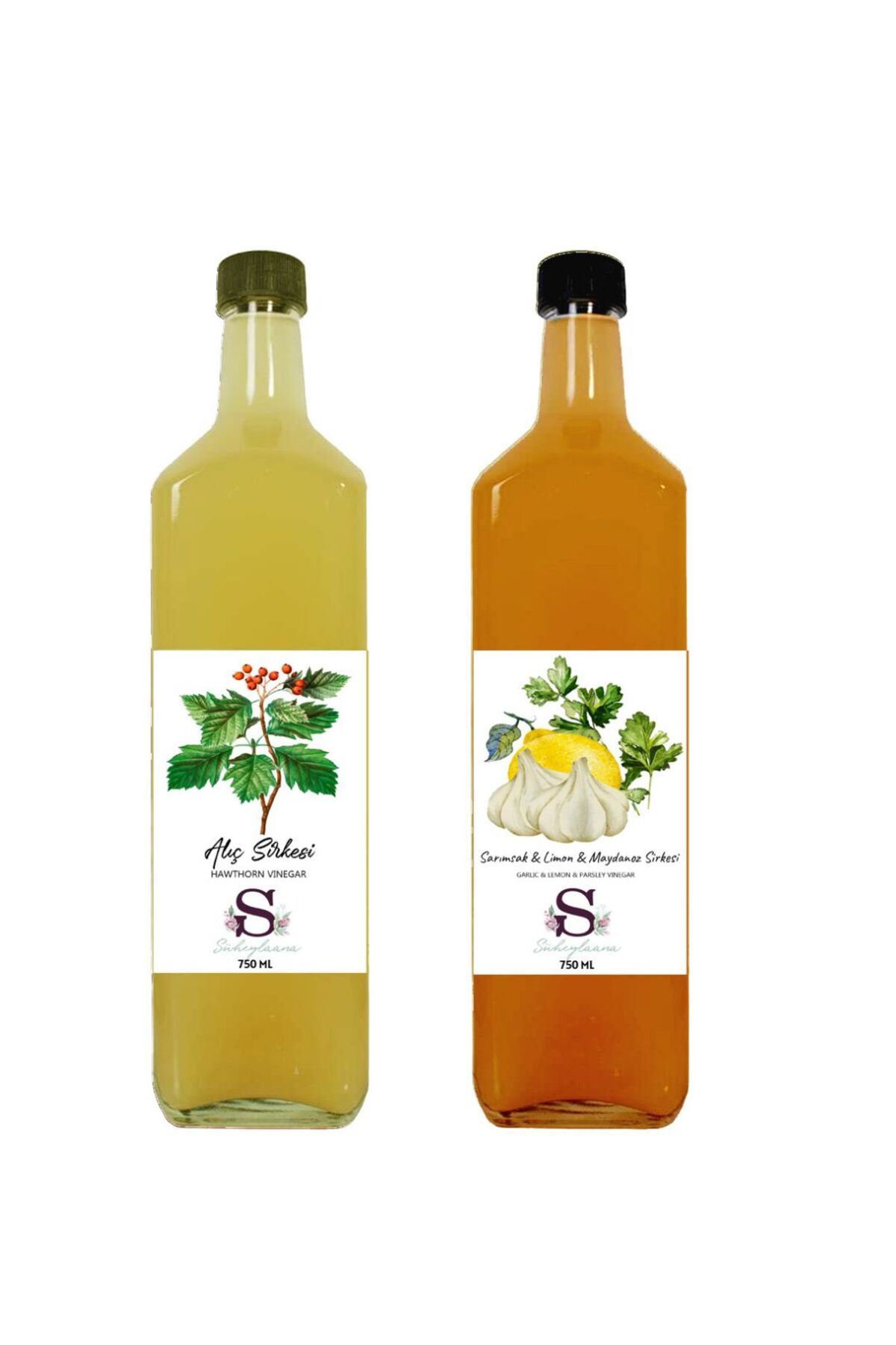 Süheylaana Doğal Alıç Sirkesi 750 Ml - Doğal Sarımsak & Limon & Maydanoz Sirkesi 750 Ml