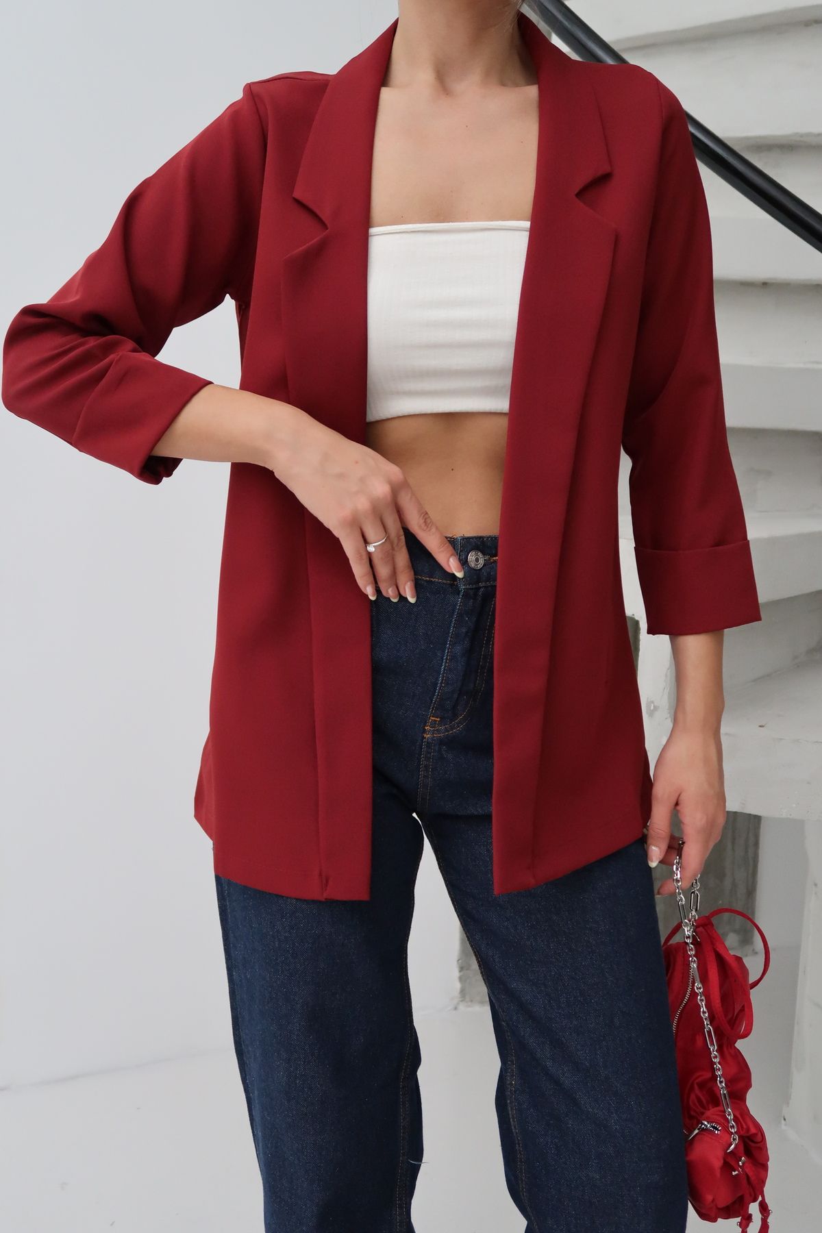 Paw Garage Kadın Atlas Kumaş Astarsız Blazer Ceket, Premium Kalite