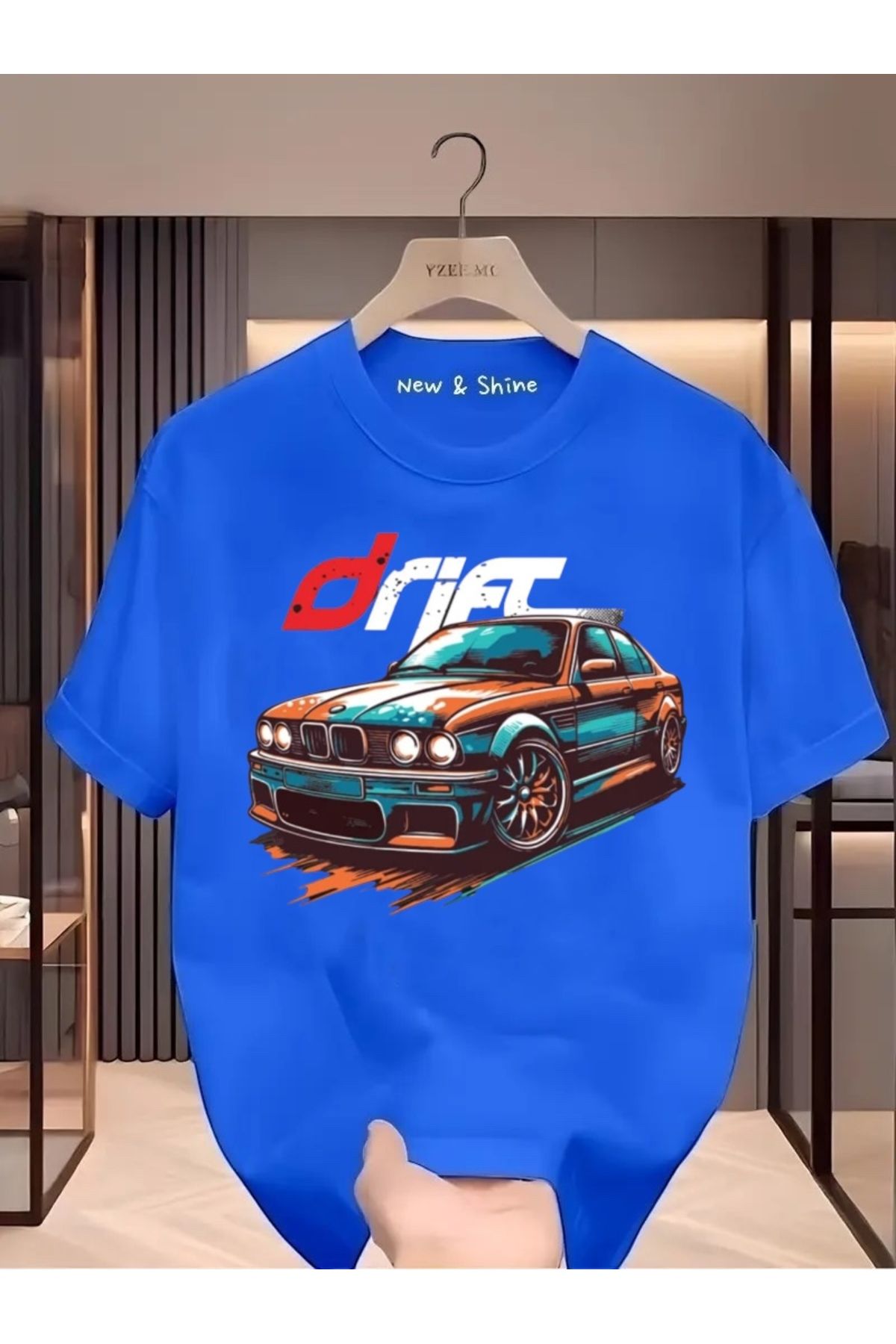 New Shine Drift Araba Baskılı Oversize T-Shirt