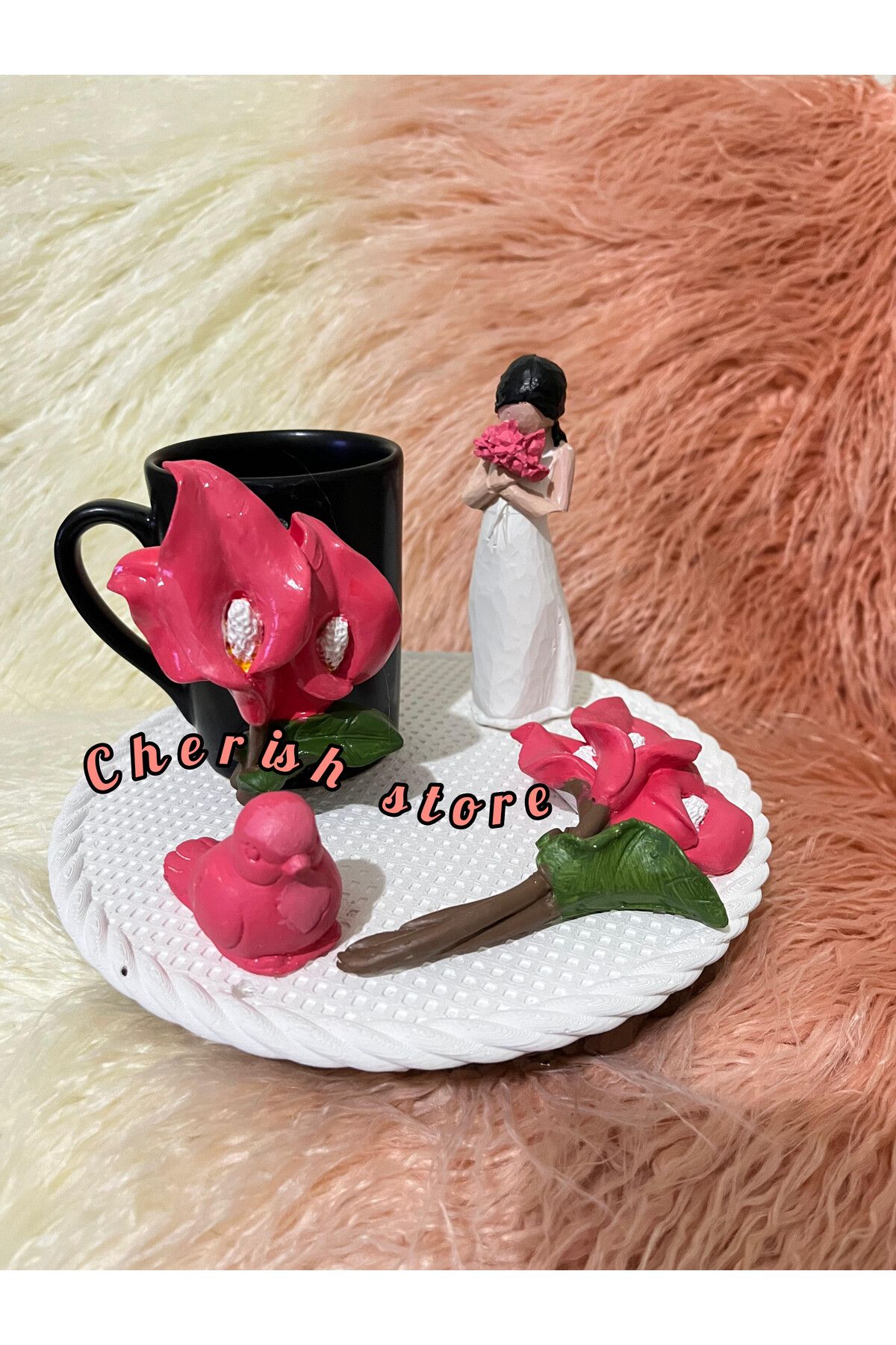 CHERİSH Orkide desenli kahve fincanı