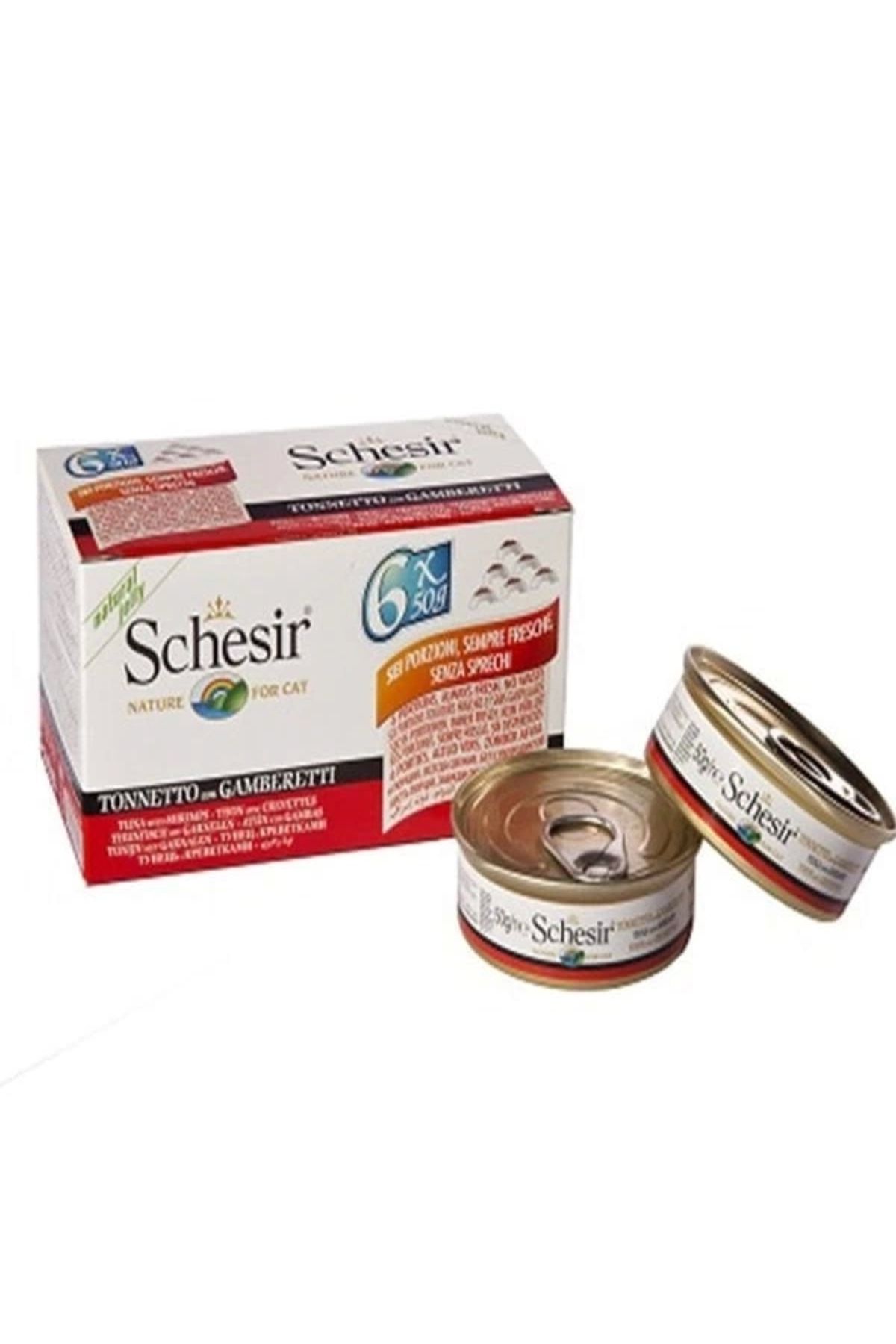 ShopNova Schesir Multipack Prawns Konserve Kedi Maması 6x50 Gr