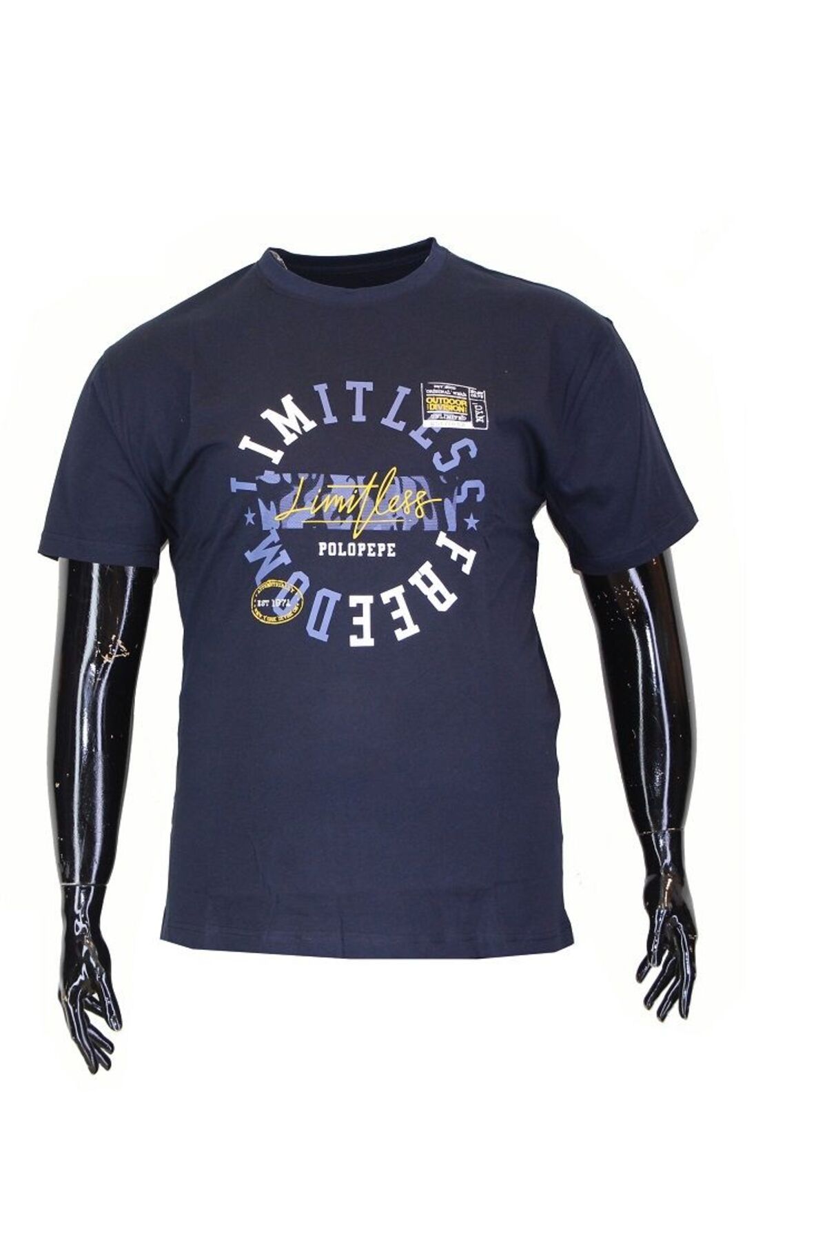 POLOPEPE Erkek Büyük Beden Tişört 1802 Lacivert-Lacivert - 4XL