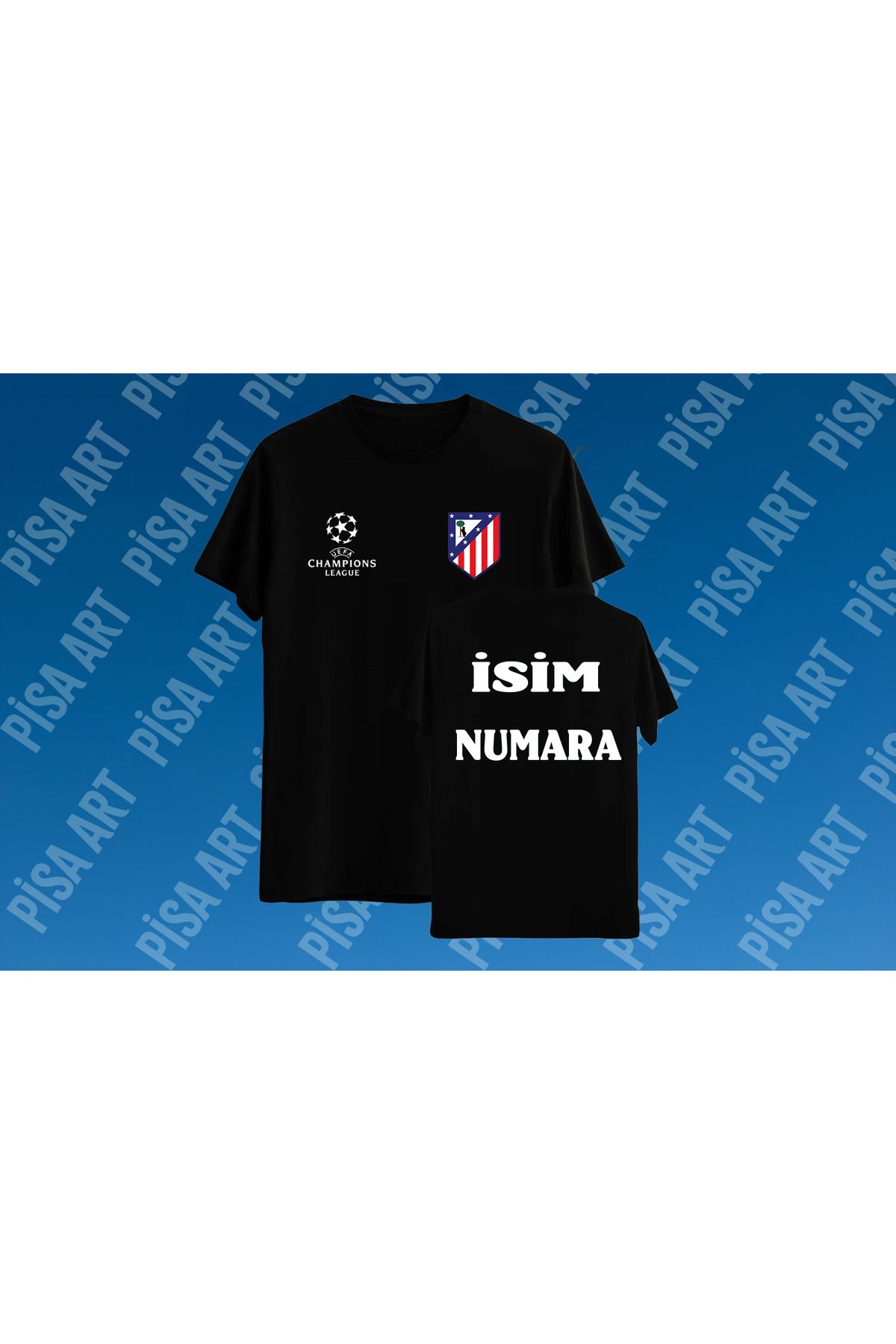 Pisa Art A.Madrid Kişiye Özel İsim Numara Baskılı T-Shirt(Mesaj Yoluyla İsim-Numara İsteğinizi İletiniz)