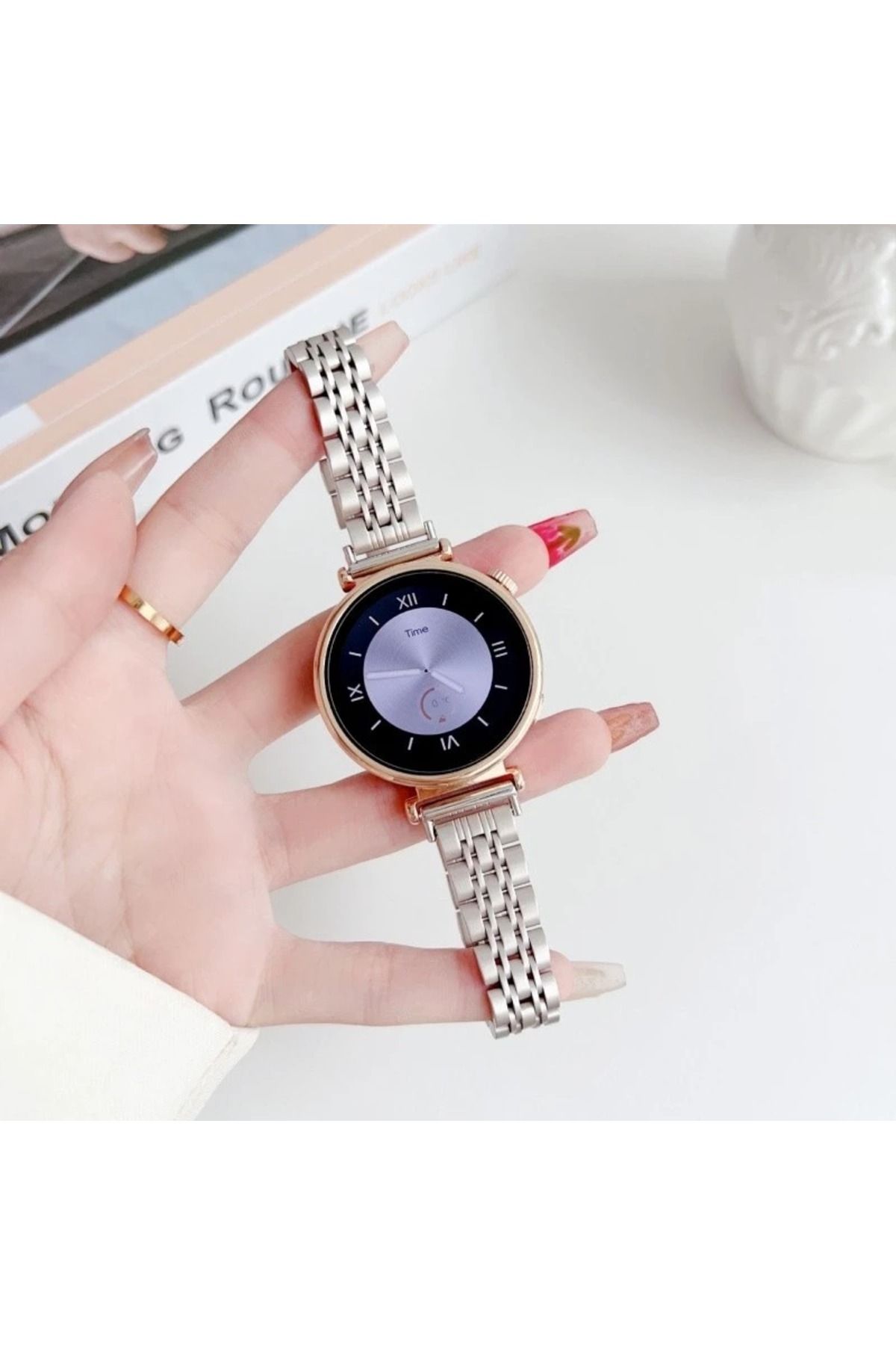Alstrap Huawei Watch Gt5 Pro 42mm/Gt 5/Gt 4 41mm Uyumlu Slim İnce Rolex Tasarım Kordon Kayış