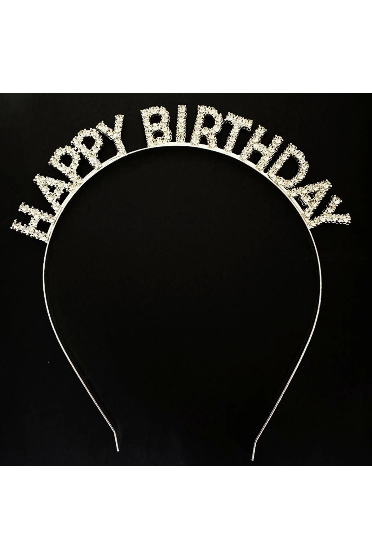 İnnMerry Gümüş Kristal Taşlı Happy Birthday Doğum Günü Tacı İthal Ürün A Kalite 17x16 cm (5047)