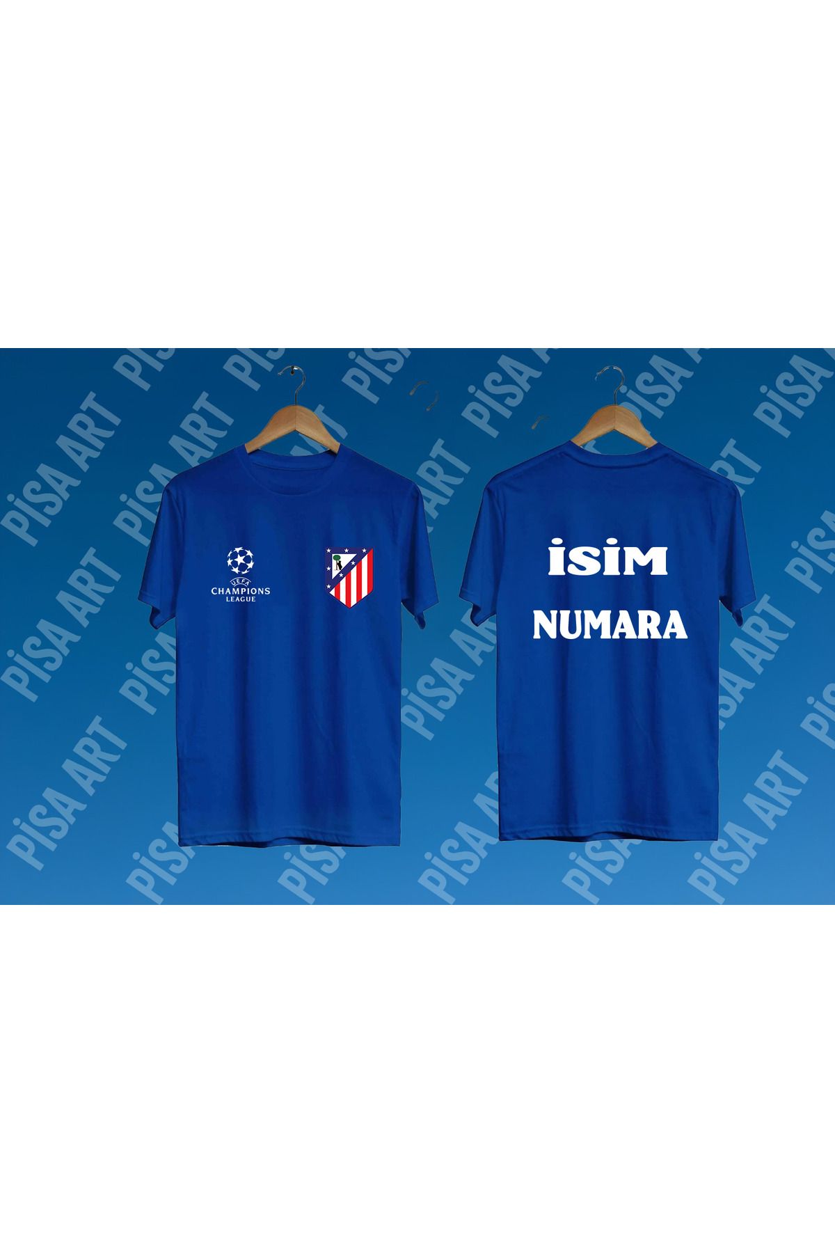 Pisa Art A.Madrid Kişiye Özel İsim Numara Baskılı T-Shirt(Mesaj Yoluyla İsim-Numara İsteğinizi İletiniz)