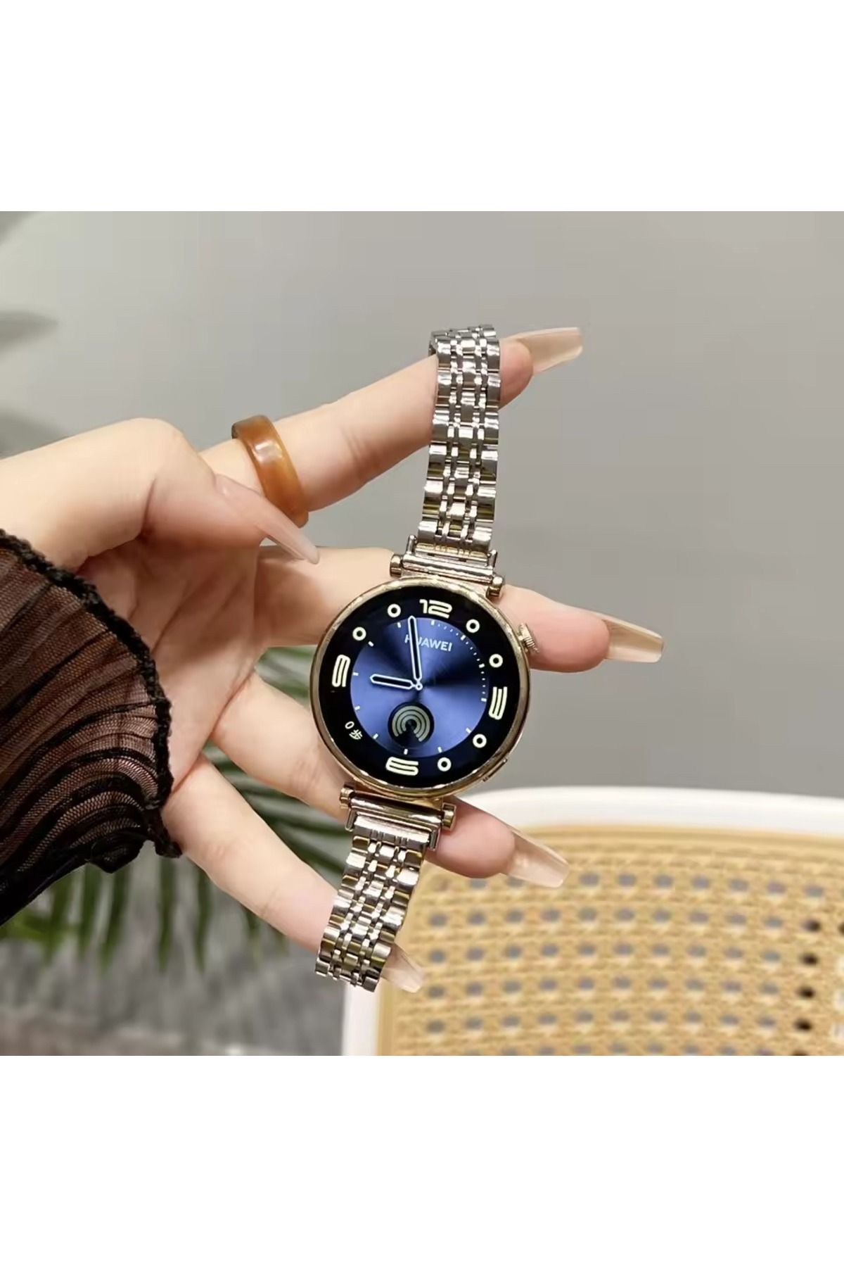 Alstrap Huawei Watch Gt5 Pro 42mm/Gt 5/Gt 4 41mm Uyumlu Slim İnce Rolex Tasarım Kordon Kayış