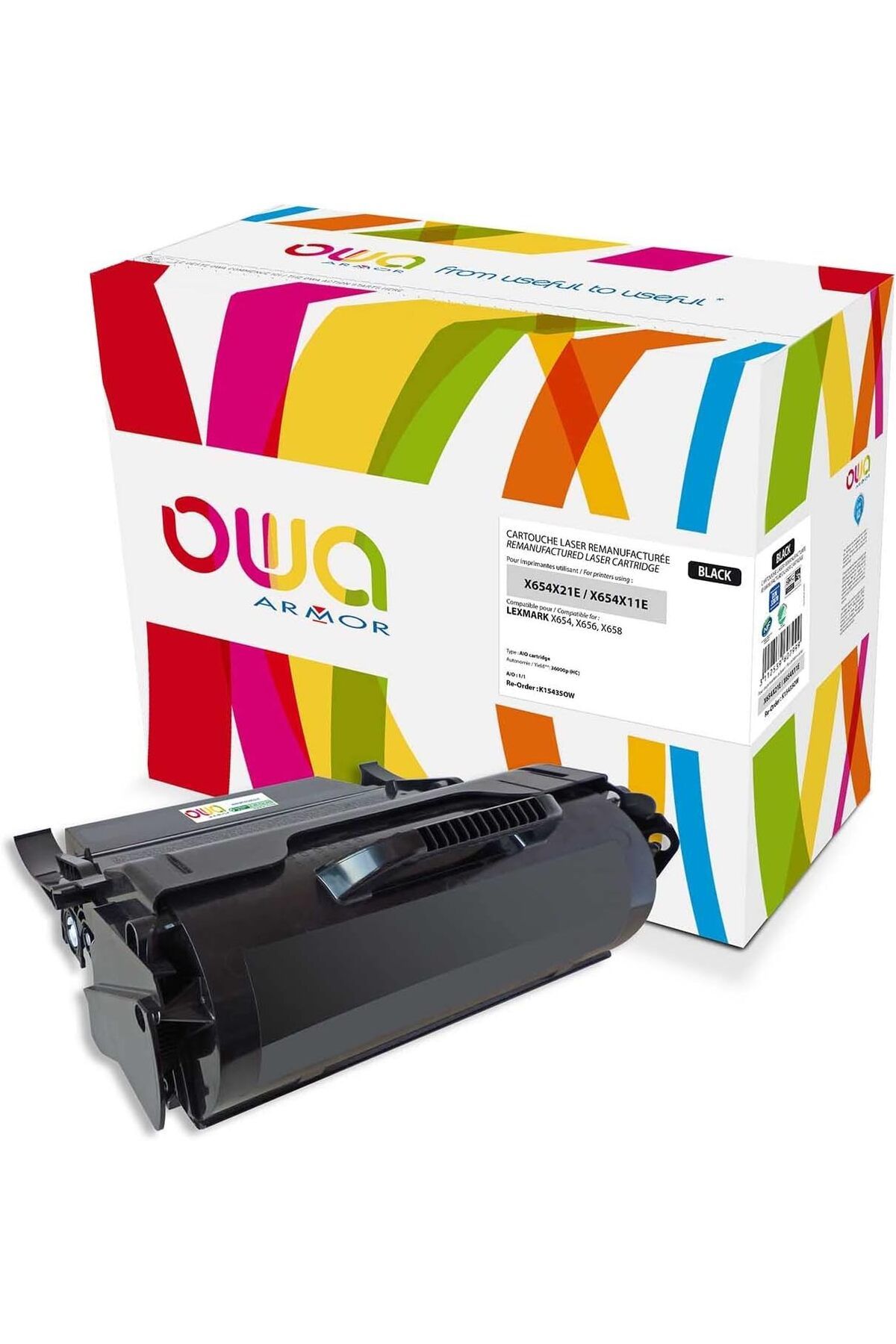 Lexmark Armor Lazer Toner Lexmark X Black Yazıcıyla Uyumlu K15435OW 36000 Sayfa X654X31E NOIR X 654
