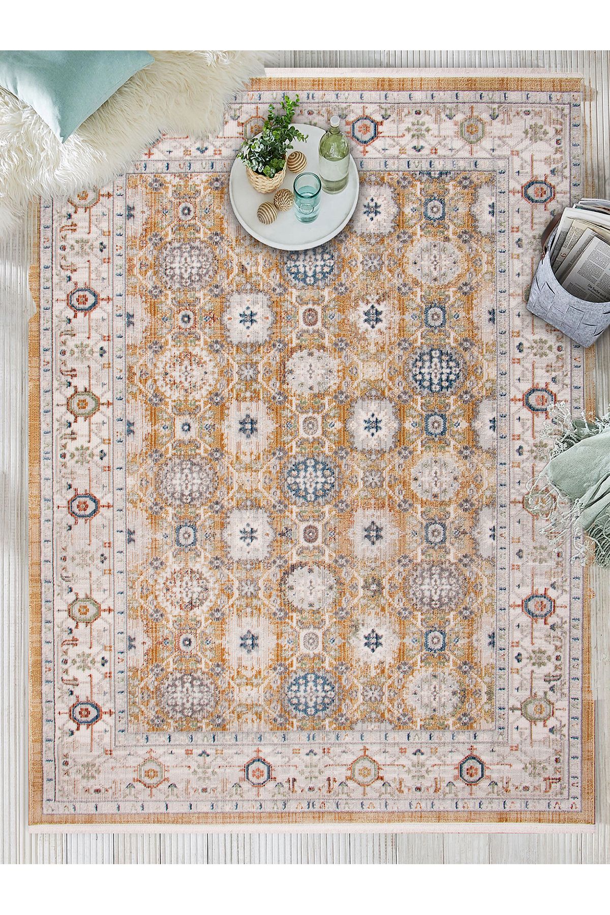 Vila Nova Home Yumuşak,Eskitme Efektli,Pamuk Tabanlı, Dört Mevsim, Oturma Odası, Çocuk Odası, Salon,Mutfak Halısı