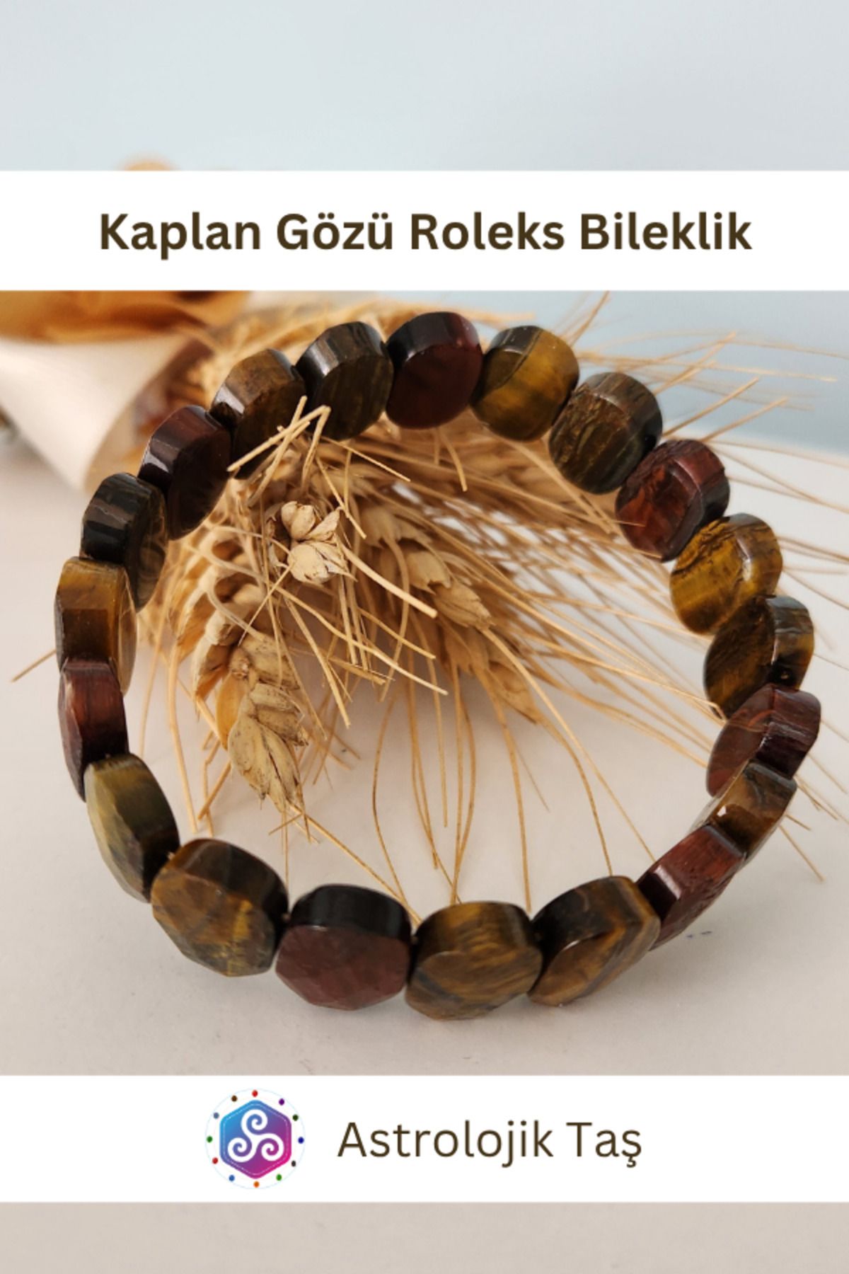 Astrolojik Doğal Taş Kaplan Gözü Roleks Doğal Taş Bileklik