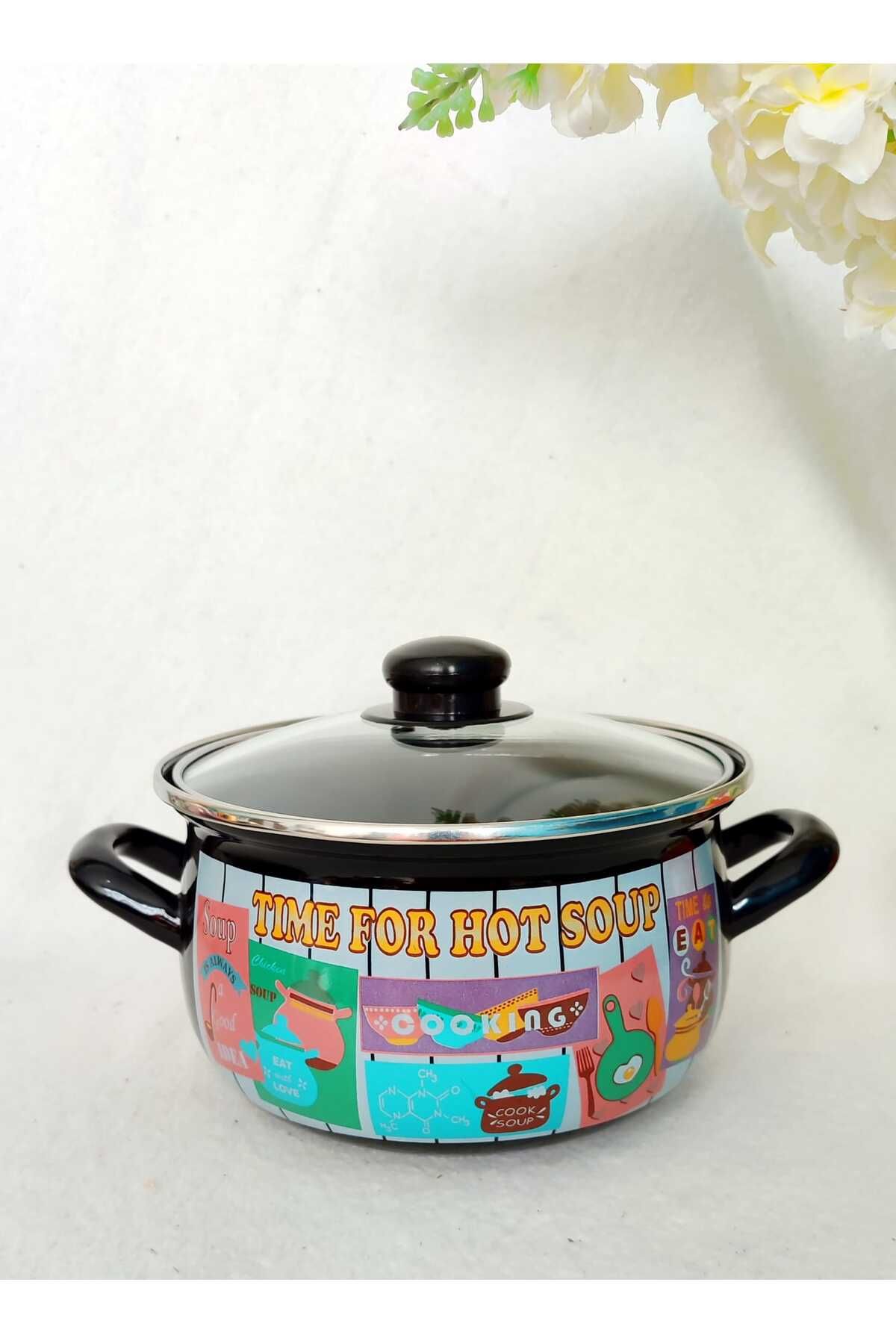 EBRULİEMAYE HOT SOUP EMAYE TENCERE 2 LİTRE 18 CM SÜT YOĞURT ÇORBA GÜVEÇ TENCERESİ