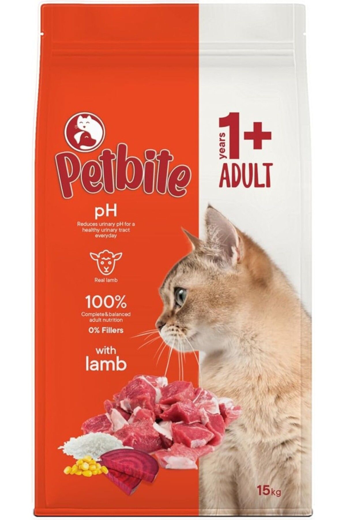 Orqinel Petbite Yetişkin Kediler İçin Kuzu Etli Kuru Kedi Maması (15 Kg, Kuzu)