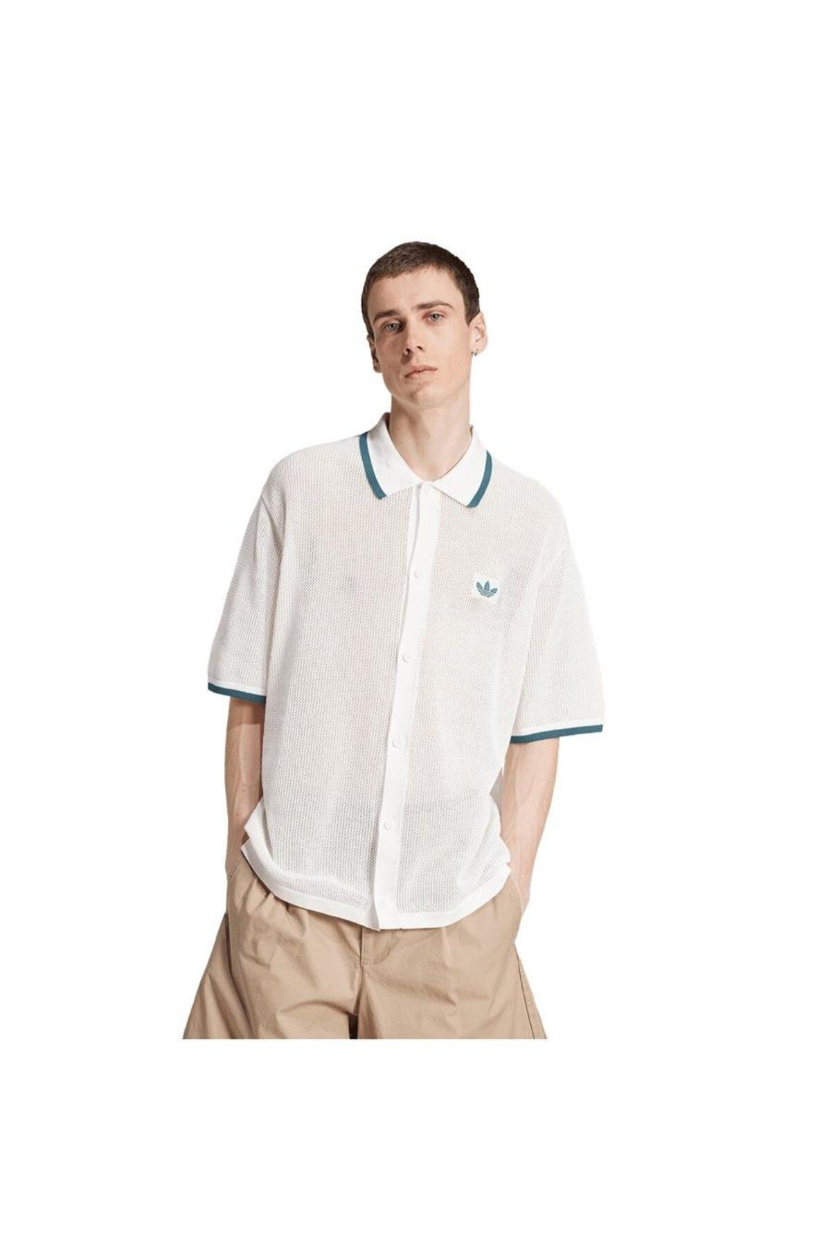 adidas Erkek Beyaz T-shirt KNITTED SHIRT KC3526