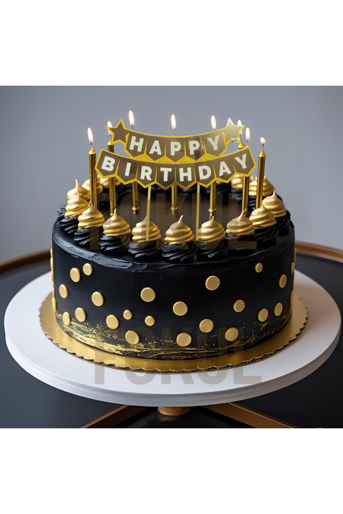 FOKUL Happy Birthday Pasta Üstü Yazı Pasta Bayrağı Pasta Banner Pasta Süsü