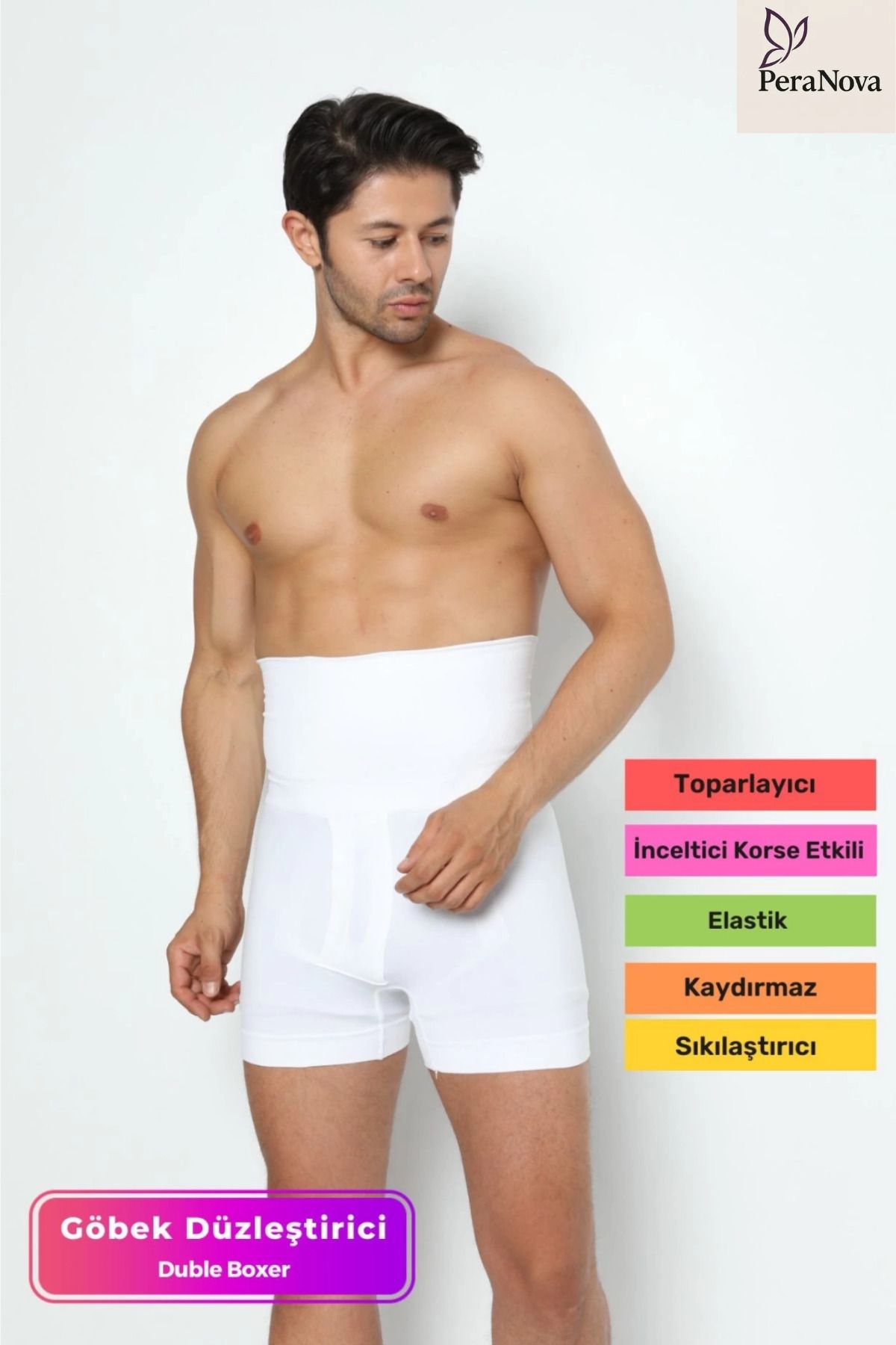 PeraNova Premium Basen Toparlayıcı Sıkılaştırıcı Göbek Düzleştirici Bel İnceltici Erkek Duble Boxer Korse