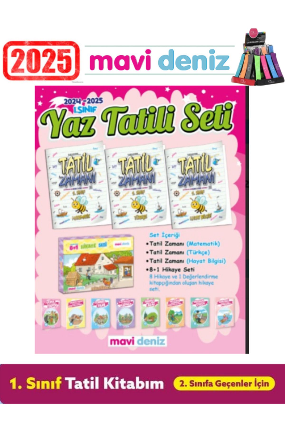 Ens Yayıncılık Mavi Deniz 2025 1.Sınıf Yaz Tatil Seti 12 Kitap(Yeni Ürün)+Android Kalem