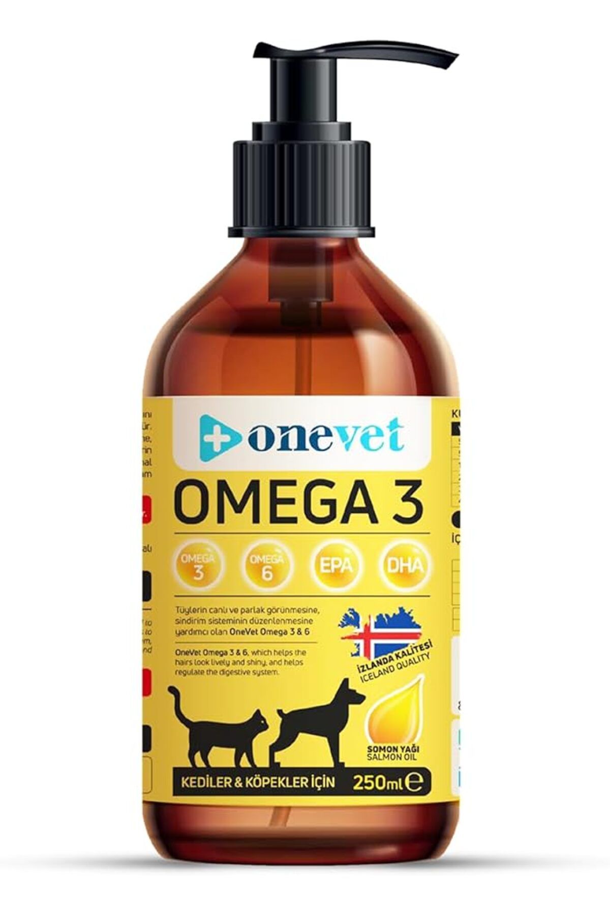 Orqinel Onevet Omega 3 Balık Yağı 250 ml – Kedi Ve Köpekler Için Fish Oil Doğal Takviye, Kolay Sindirim, Par