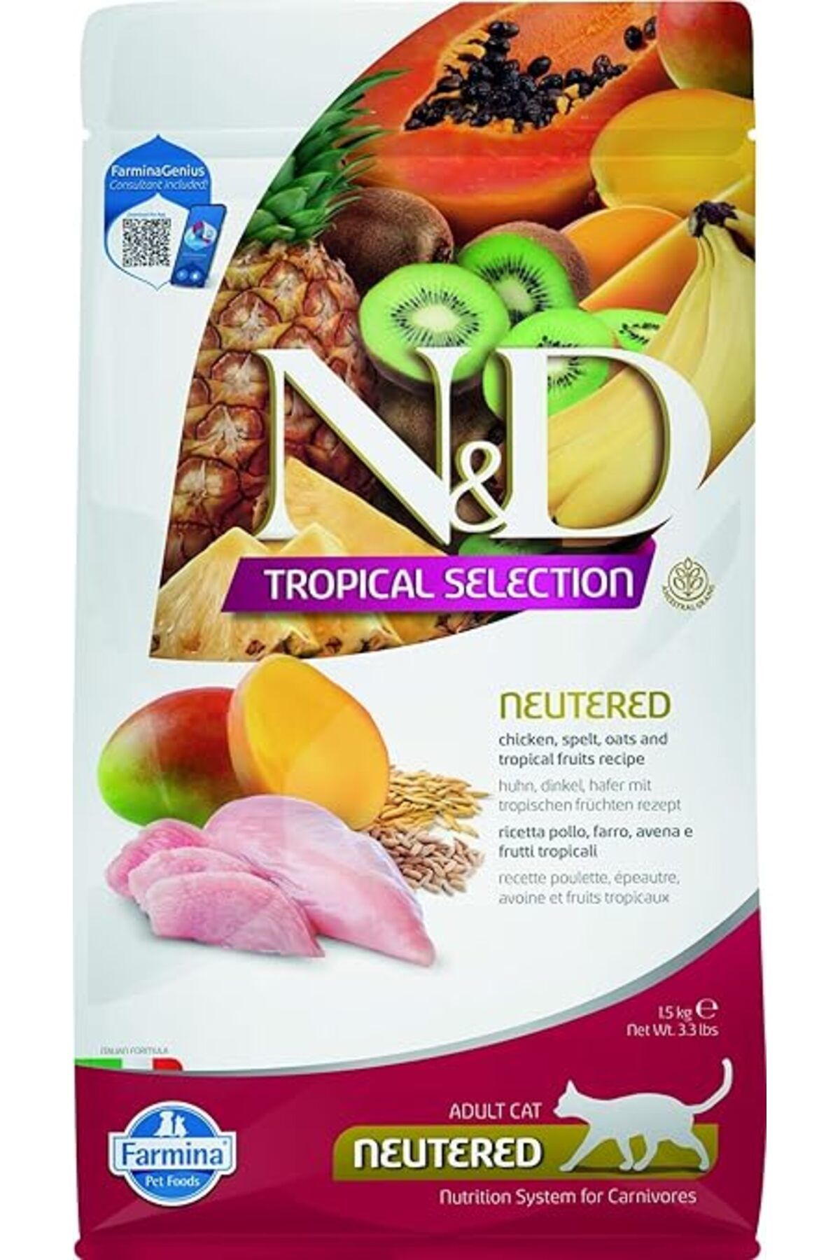 N&D Nd N&D Tropical Selection Tavuklu Ve Tropikal Meyveli Kısırlaştırılmış Kedi Maması 1,5 Kg