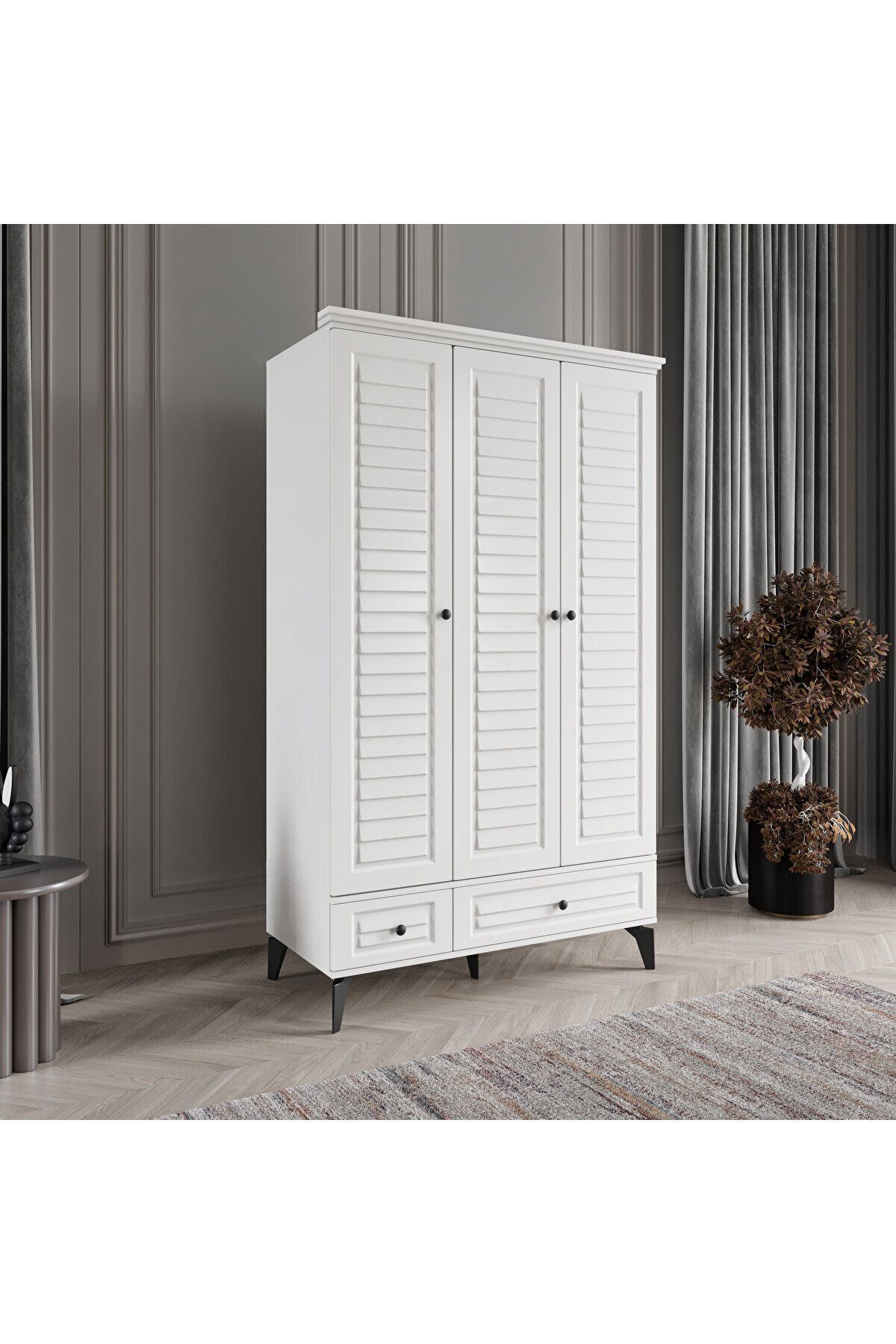 DRNHOME SOFYA 3 KAPAKLI BEYAZ GARDIROP TAMAMI MDF