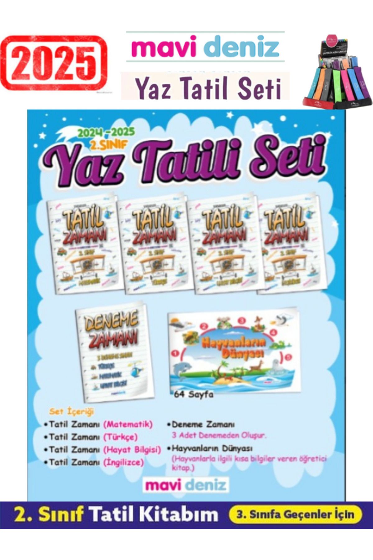 Ens Yayıncılık Mavi Deniz 2025 2.Sınıf Yaz Tatil Seti 6 Kitap(Yeni Ürün)+Android Kalem