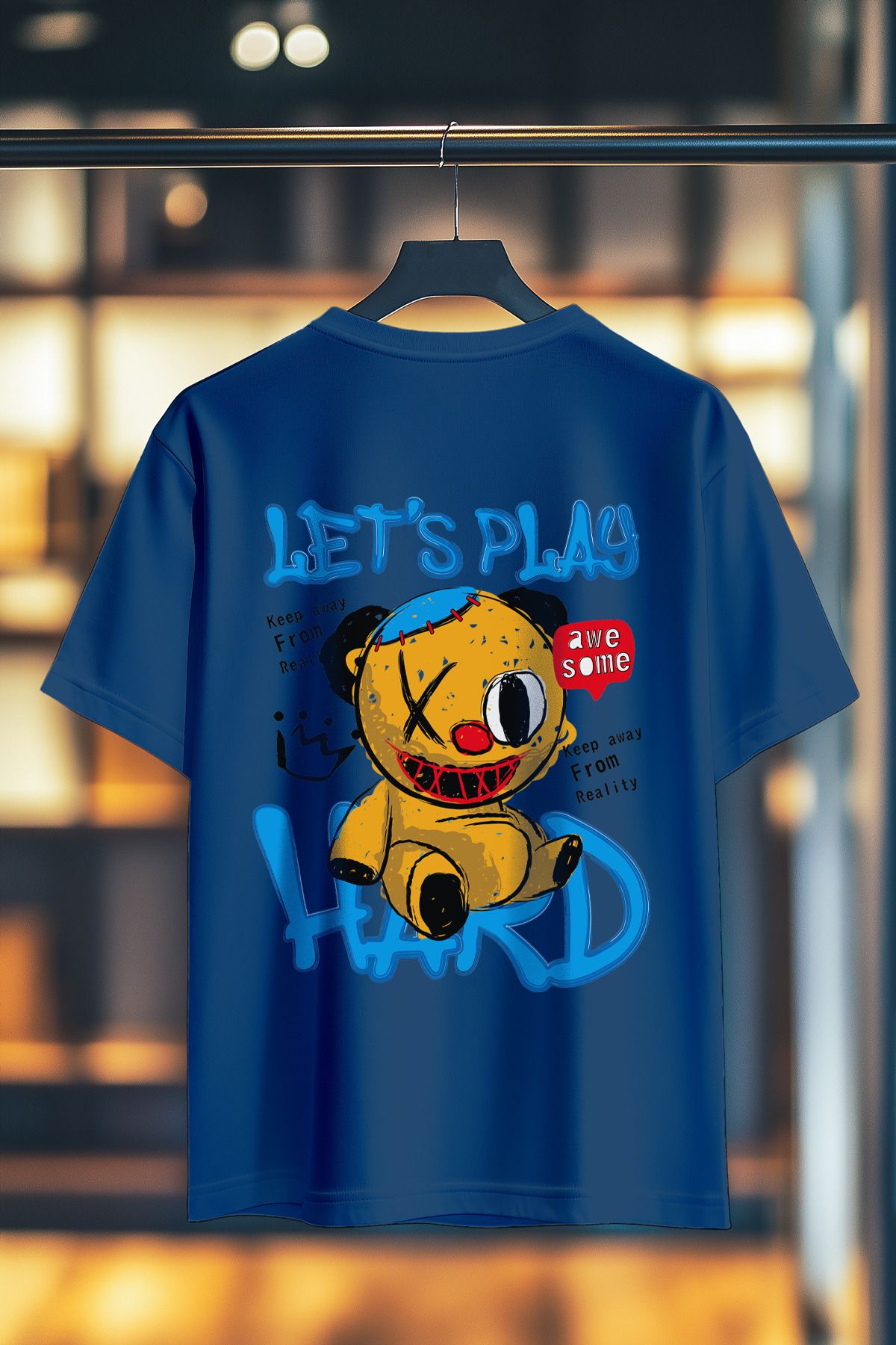 BookOrBook Lets Play Hard %100 Pamuk Premium Kalite Sırt Baskılı T-Shirt