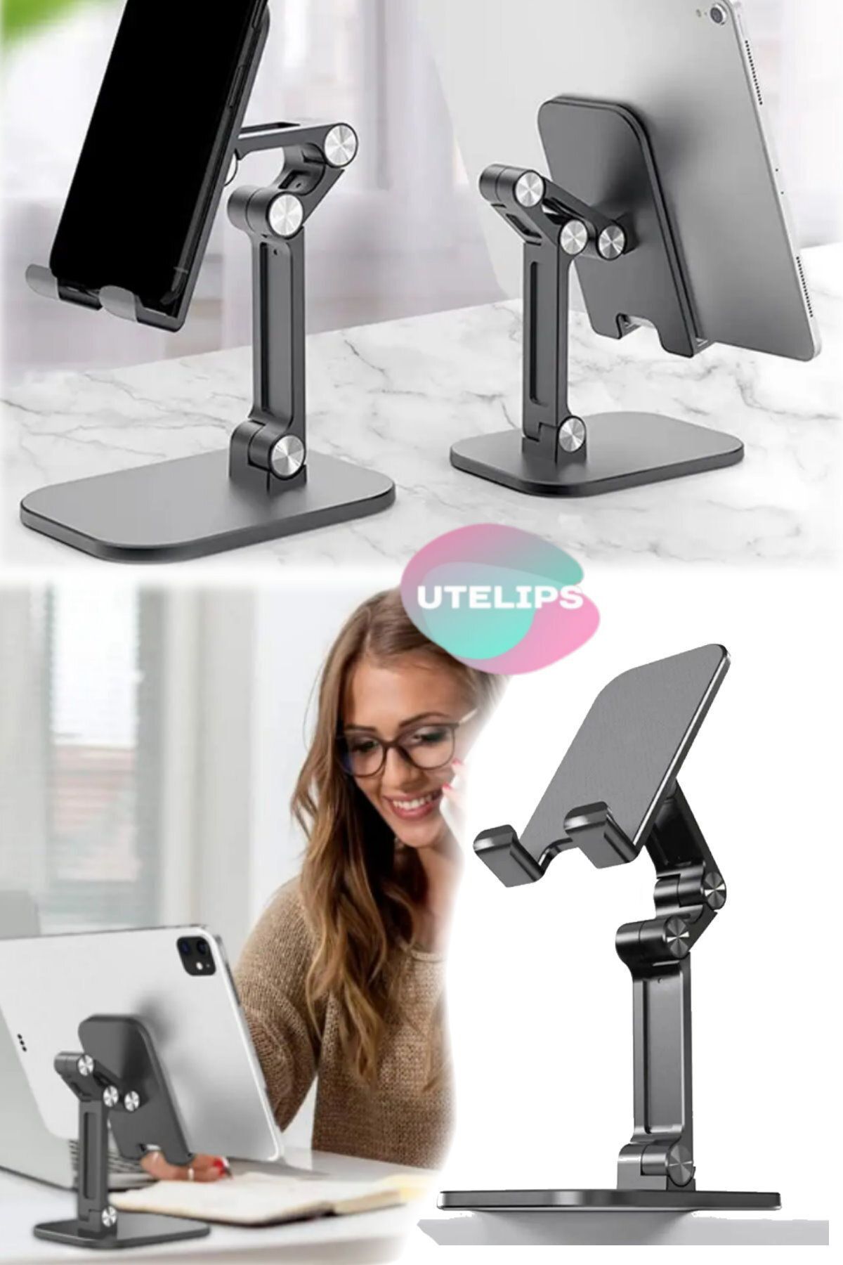 etteminönütoptanticaret Katlanabilir Telefon & Tablet İpad Apple Android Telefon Tutucu Masaüstü Stand Aparat Universal Pro