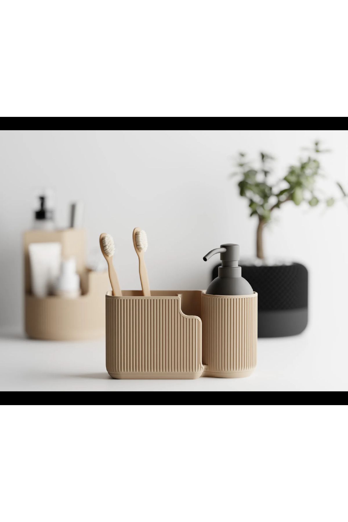 Wuun Store Diş Fırçalık ve Sabunluk Standı Düzenleyici Organizer Banyo Dekoratif