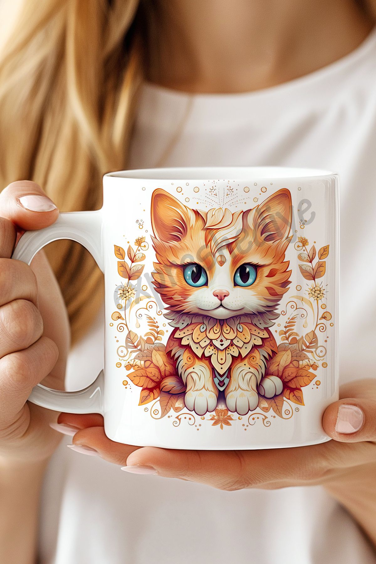 expreshediye Turuncu Kedili Bardak, 3D Kedi Kupa Bardak
