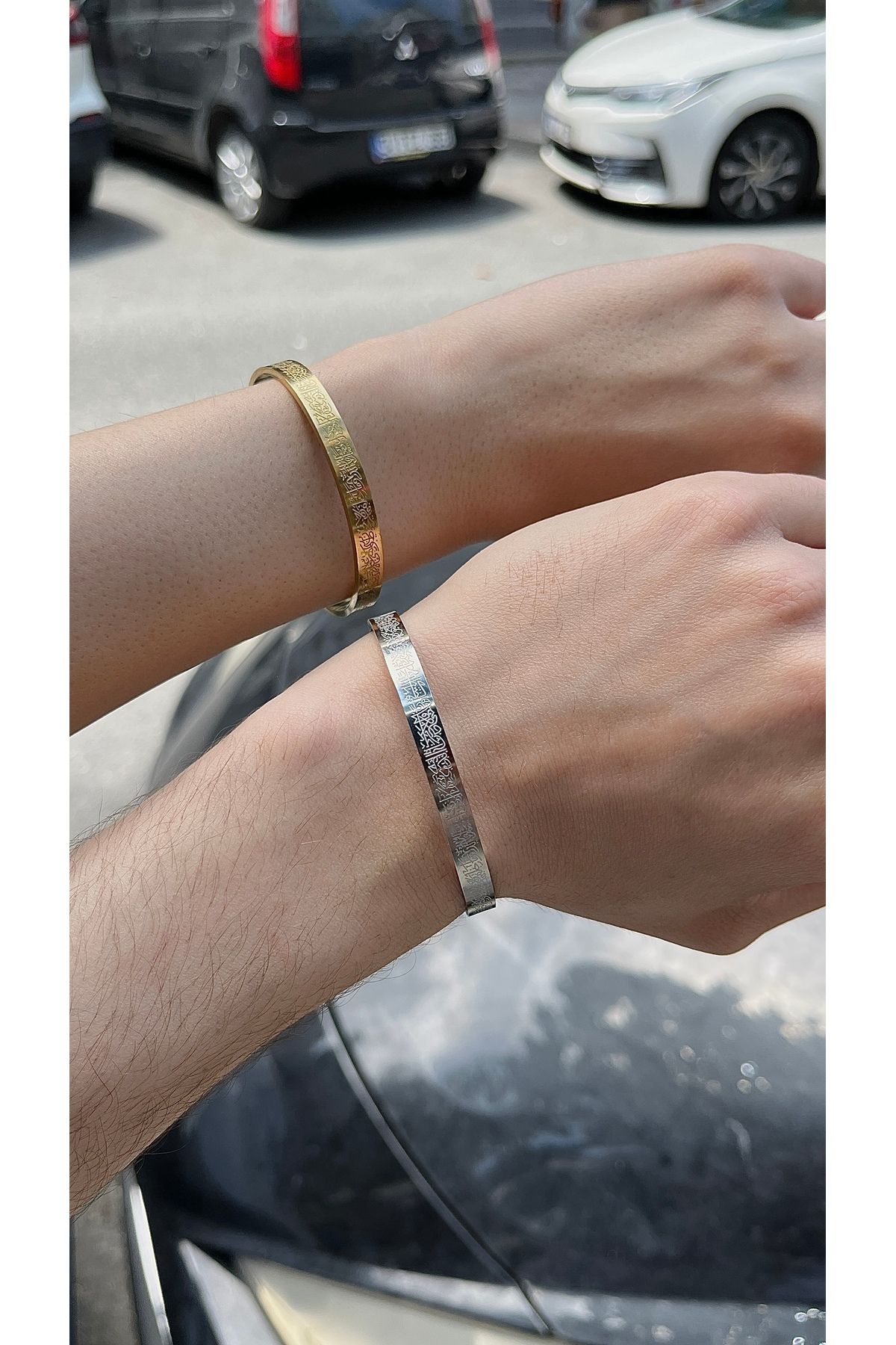 Moon Ayetel Kürsi Yazılı Bileklik Çelik Ayarlanabilir Erkek/Kadın (GOLD RENK)