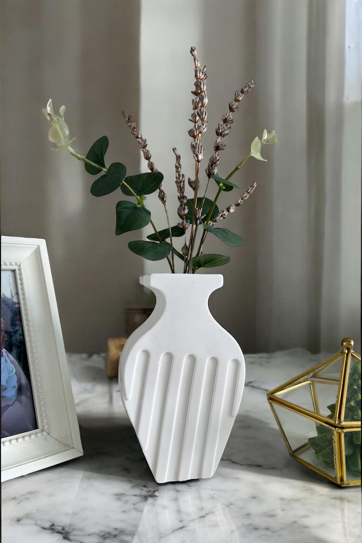 ardesta El Yapımı Taş Tozu Minimalist Dekoratif Vazo | Modern Rustik Ev Aksesuarı ve Hediye