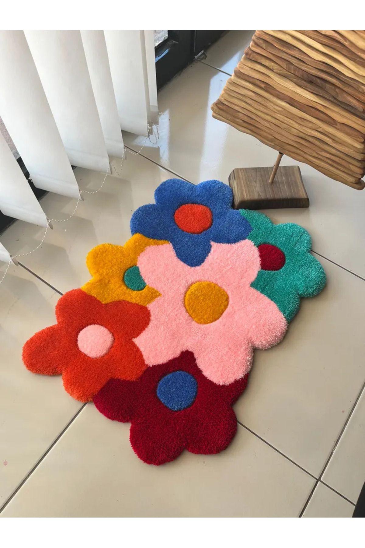 Home Çiçek Demeti El Yapımı Tufting Halı