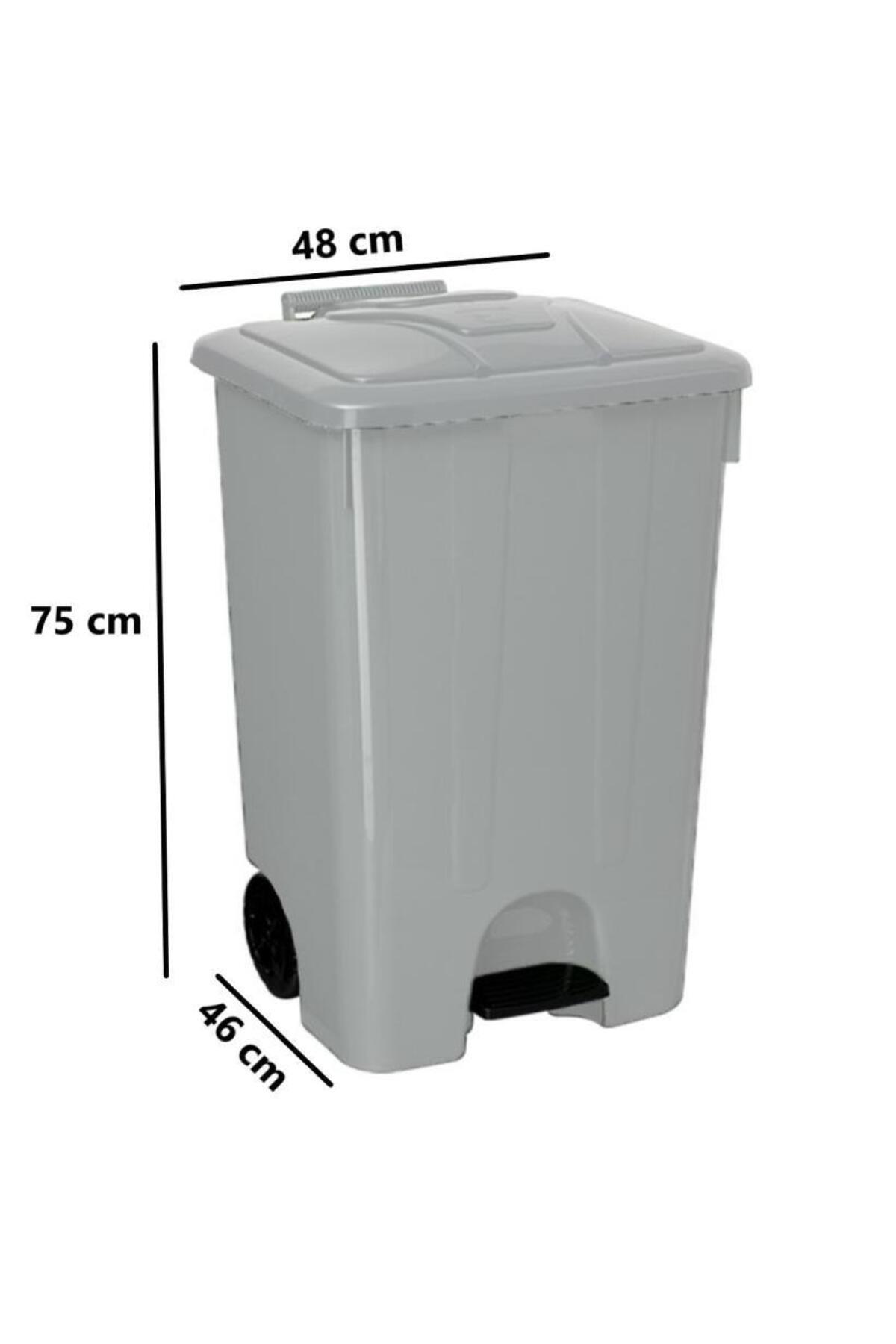 Omnipazar-Sy-4265 Gray 85 Lt Corner Pedal Wheeled Trash Can 2