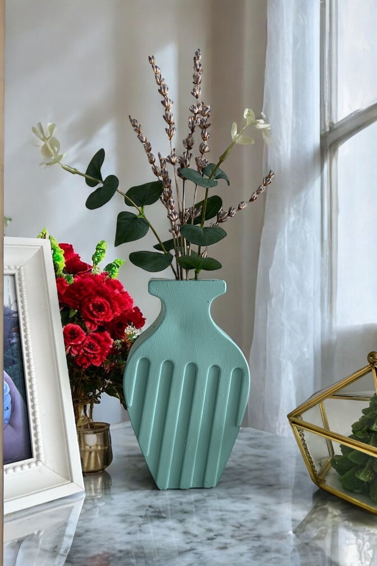 ardesta El Yapımı Taş Tozu Minimalist Dekoratif Vazo | Modern Rustik Ev Aksesuarı ve Hediye