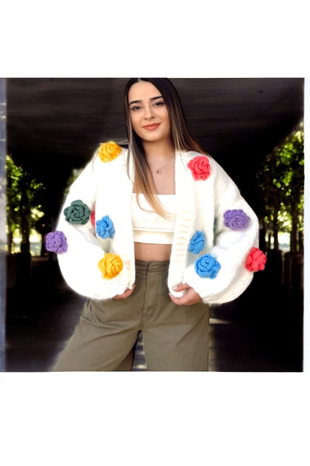 Charme Elegant el örgüsü moher hırka